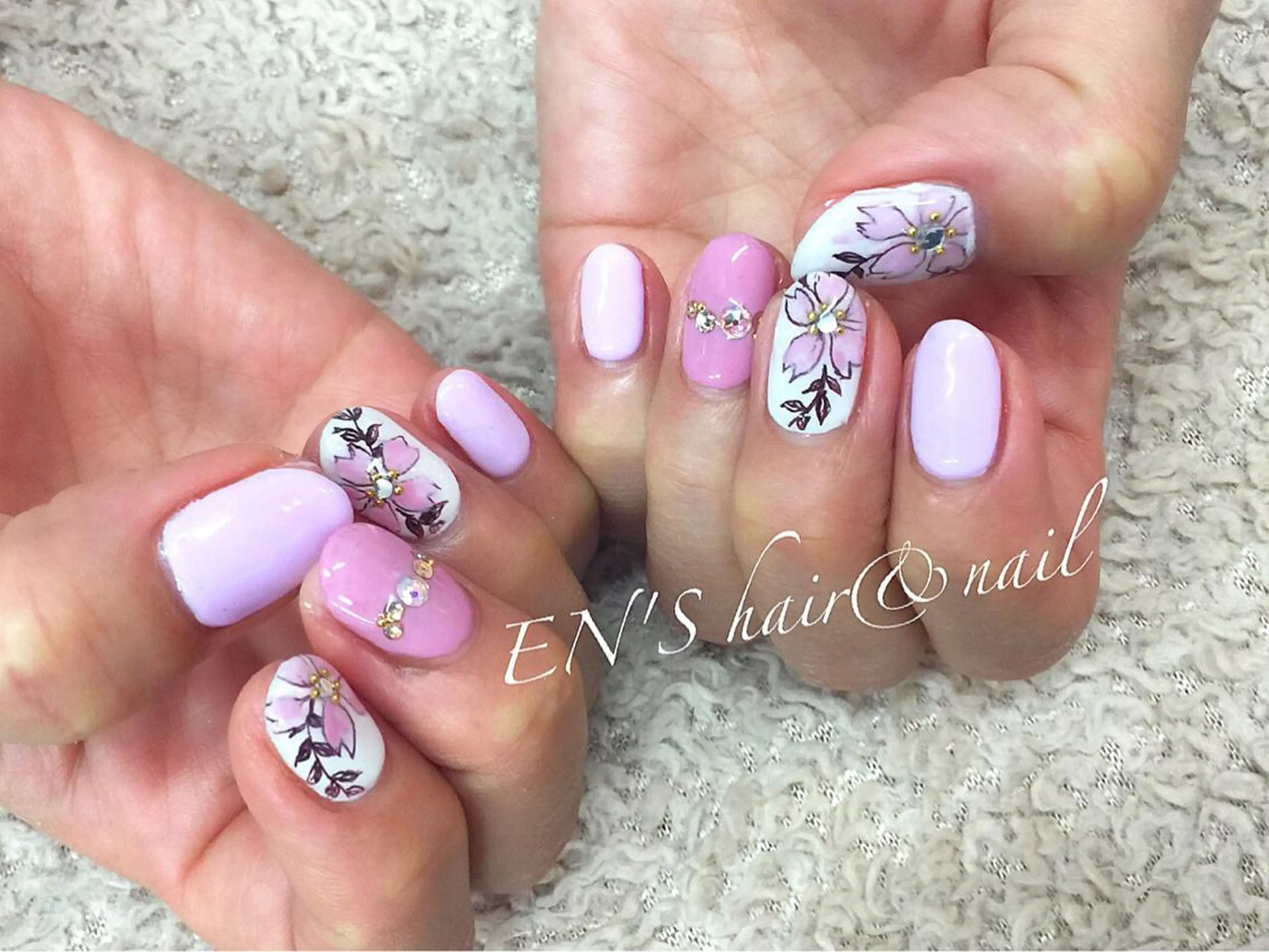 ネイル 桜ネイル 卒業式 フルリール 【プライベートサロンのネイルデザイン