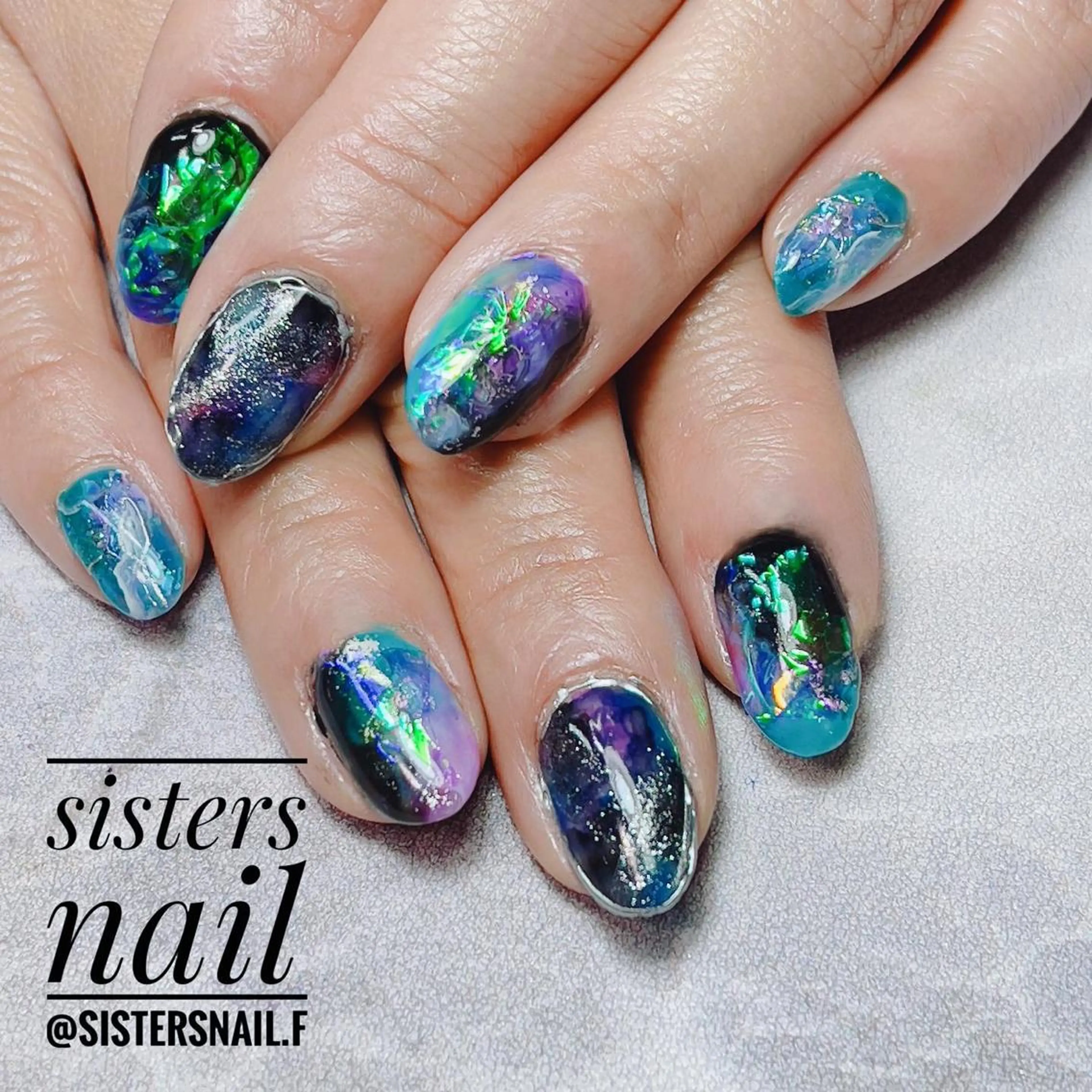ネイル アートネイル オーロラネイル sisters nail.fのネイルデザイン