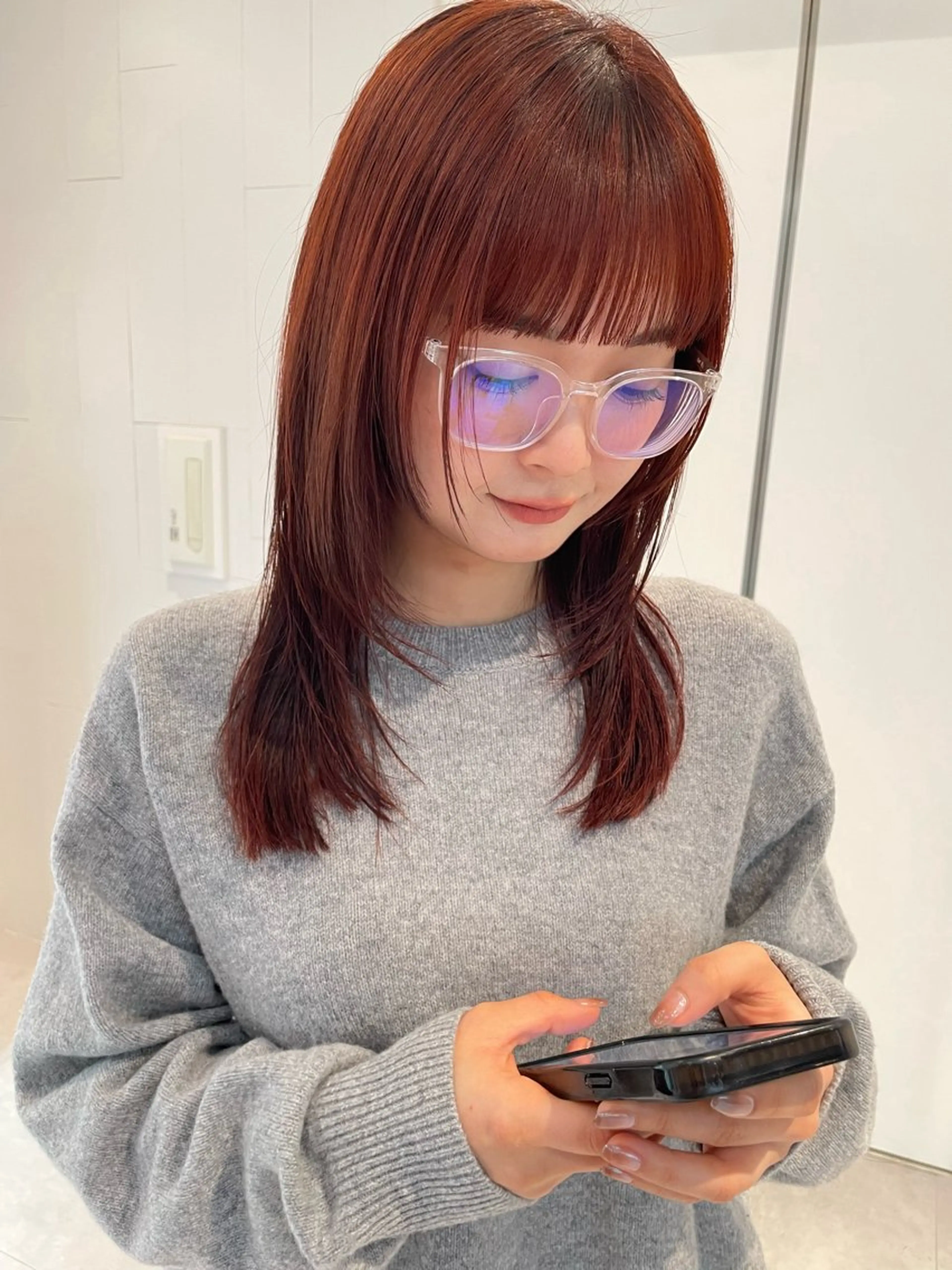 ミディアム ハッシュカット レイヤーカット カット ヘアカラー トリートメント パーマ/パーマ落とし 【Kouta】のヘアスタイル