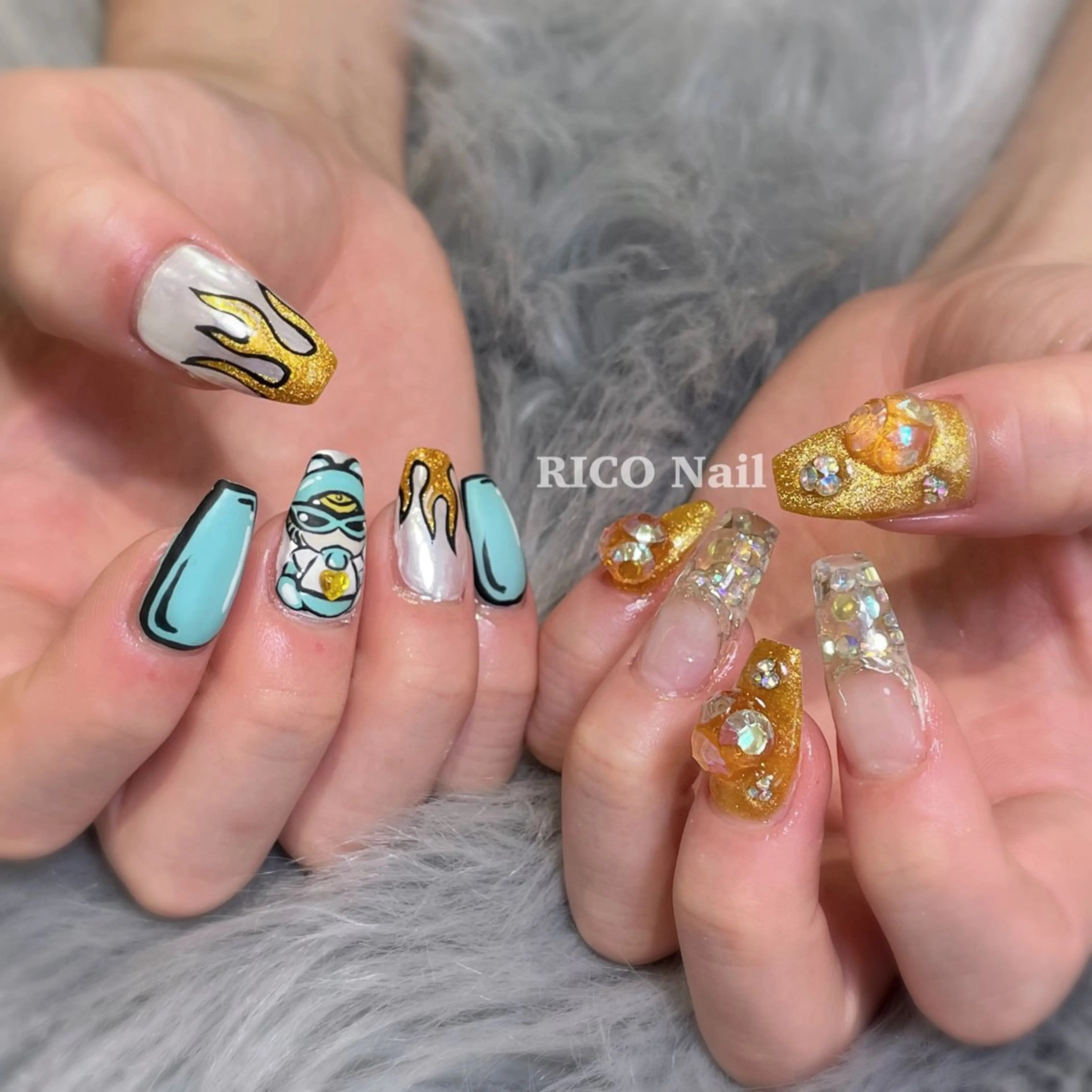 ネイル ハンドネイル RICO Nail パーツつけ放題🌈のネイルデザイン