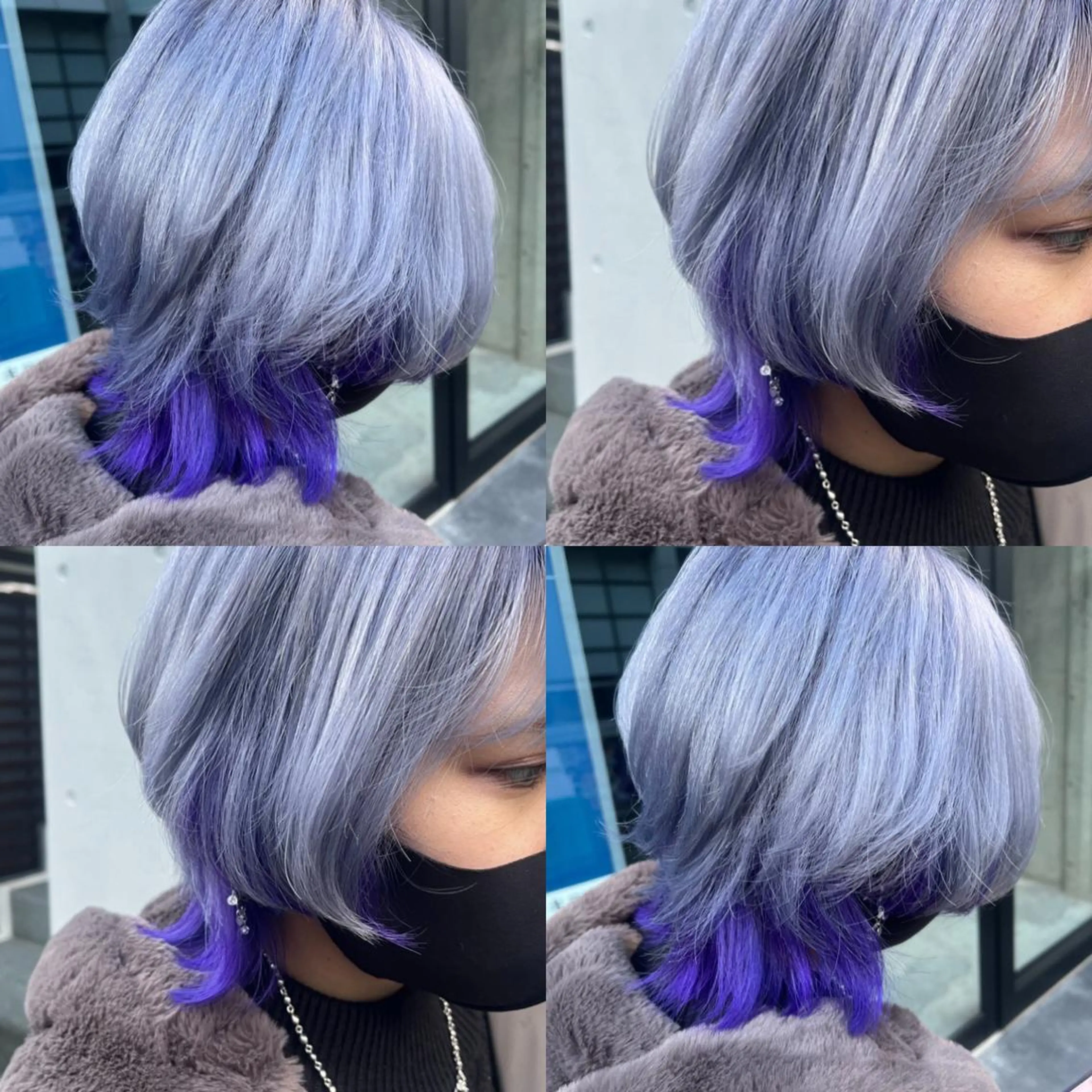 ショート カラー ブリーチ ブルーカラー ブルーパープル パープルカラー ウルフカット カット ヘアカラー トリートメント 原宿サロン代表 デザインカラー伊藤卓のヘアスタイル
