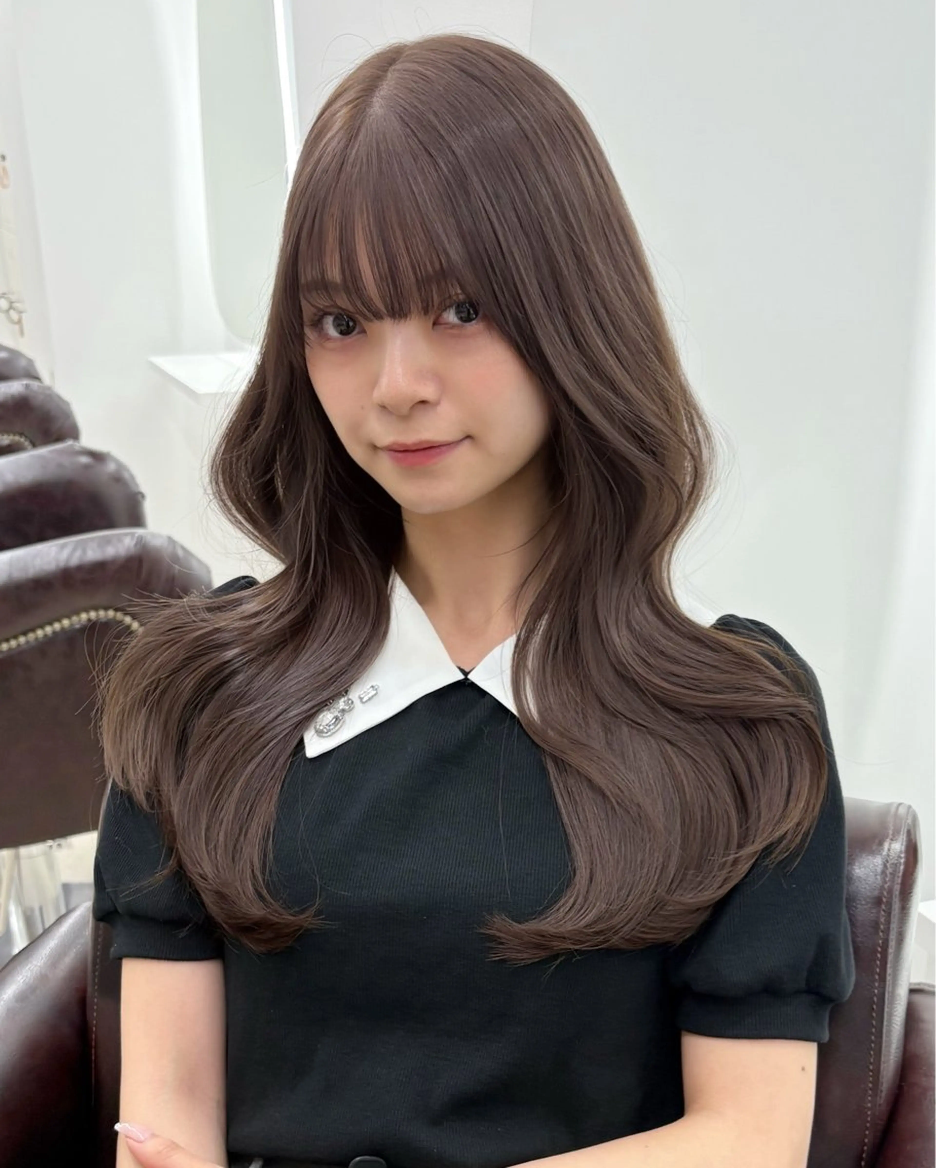 セミロング カラー カット ヘアカラー トリートメント ヘアセット 新宿/韓国ヘア/ 髪質改善ストレートのヘアスタイル