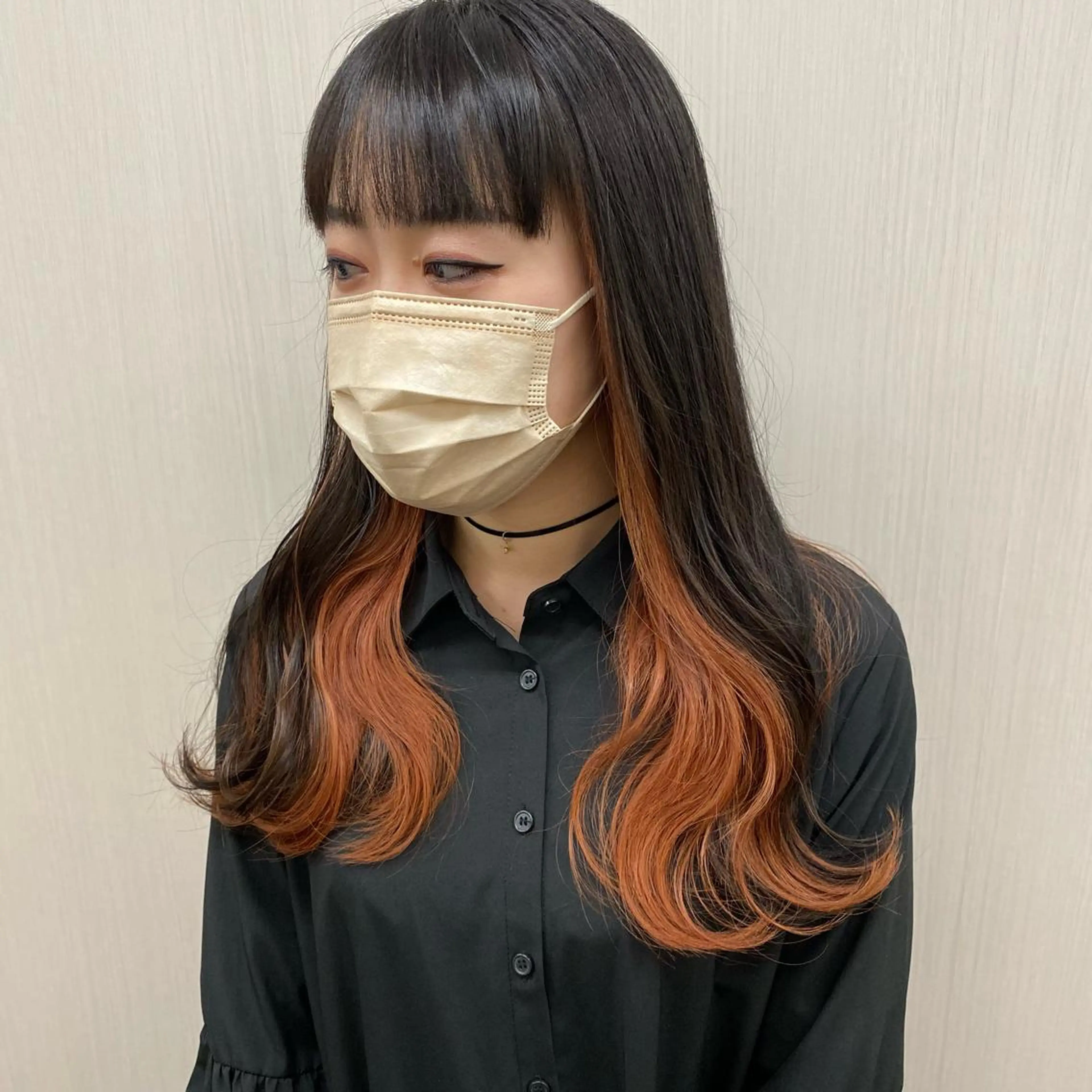 ロング カラー オレンジ あさだ しゅうたろうのヘアスタイル