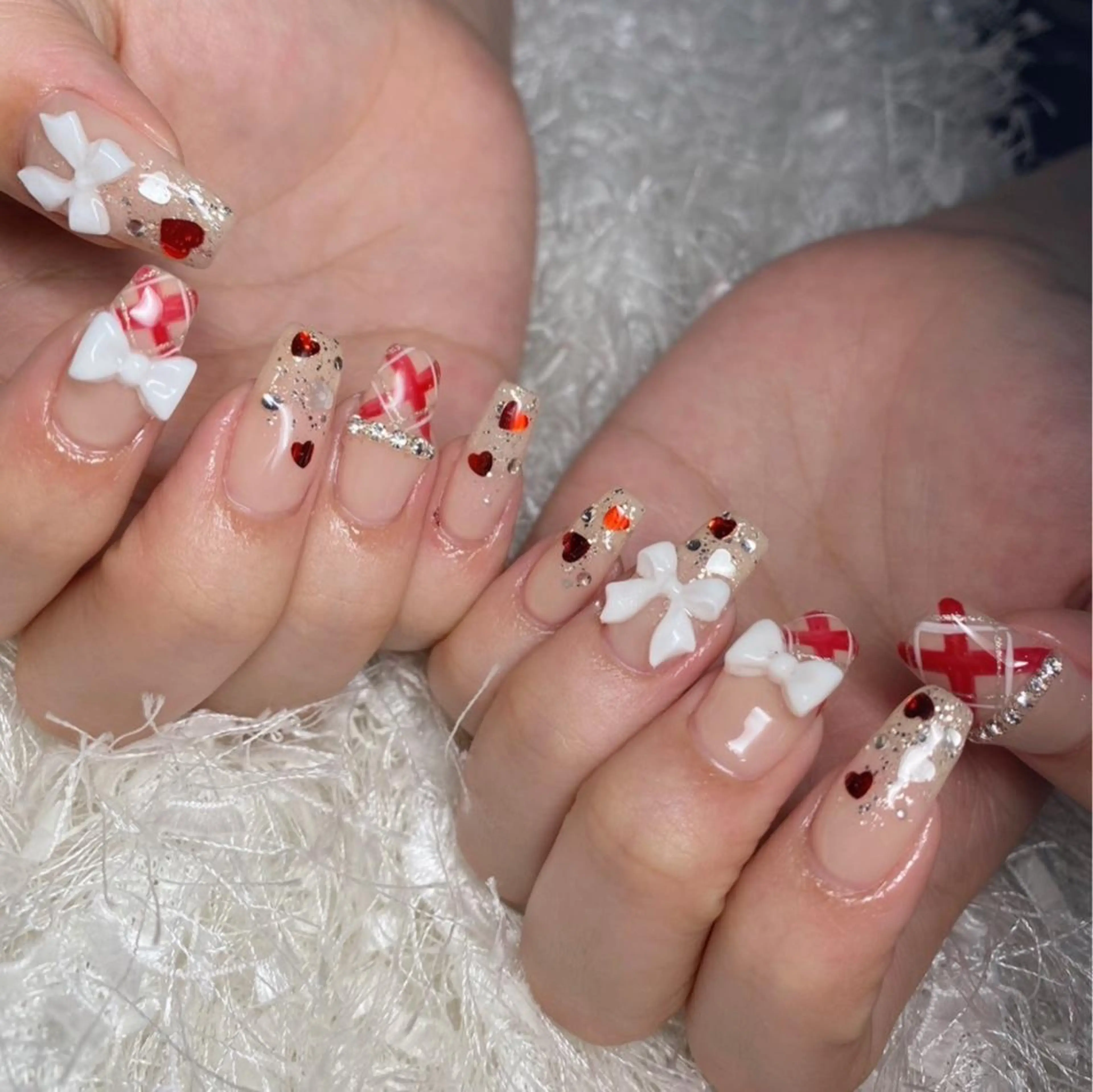 ネイル 長さ出し フレンチネイル ジェルネイル グラデーション ハート ハンドネイル Nail&eye Belire 新宿のネイルデザイン