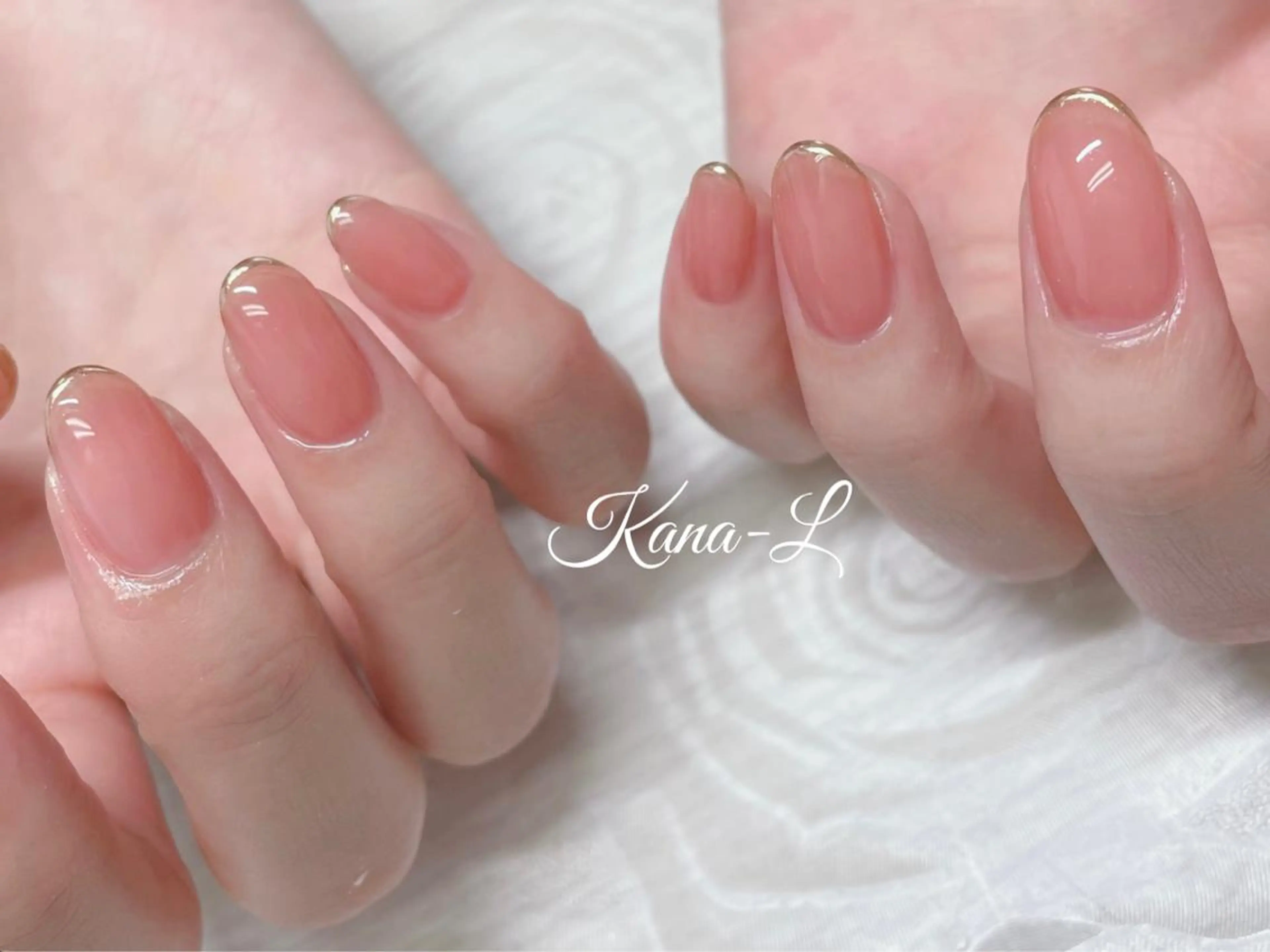 カラー ネイル ピンクカラー ゴールド オフィスネイル ピンク シンプルネイル 芦辺 香奈のネイルデザイン