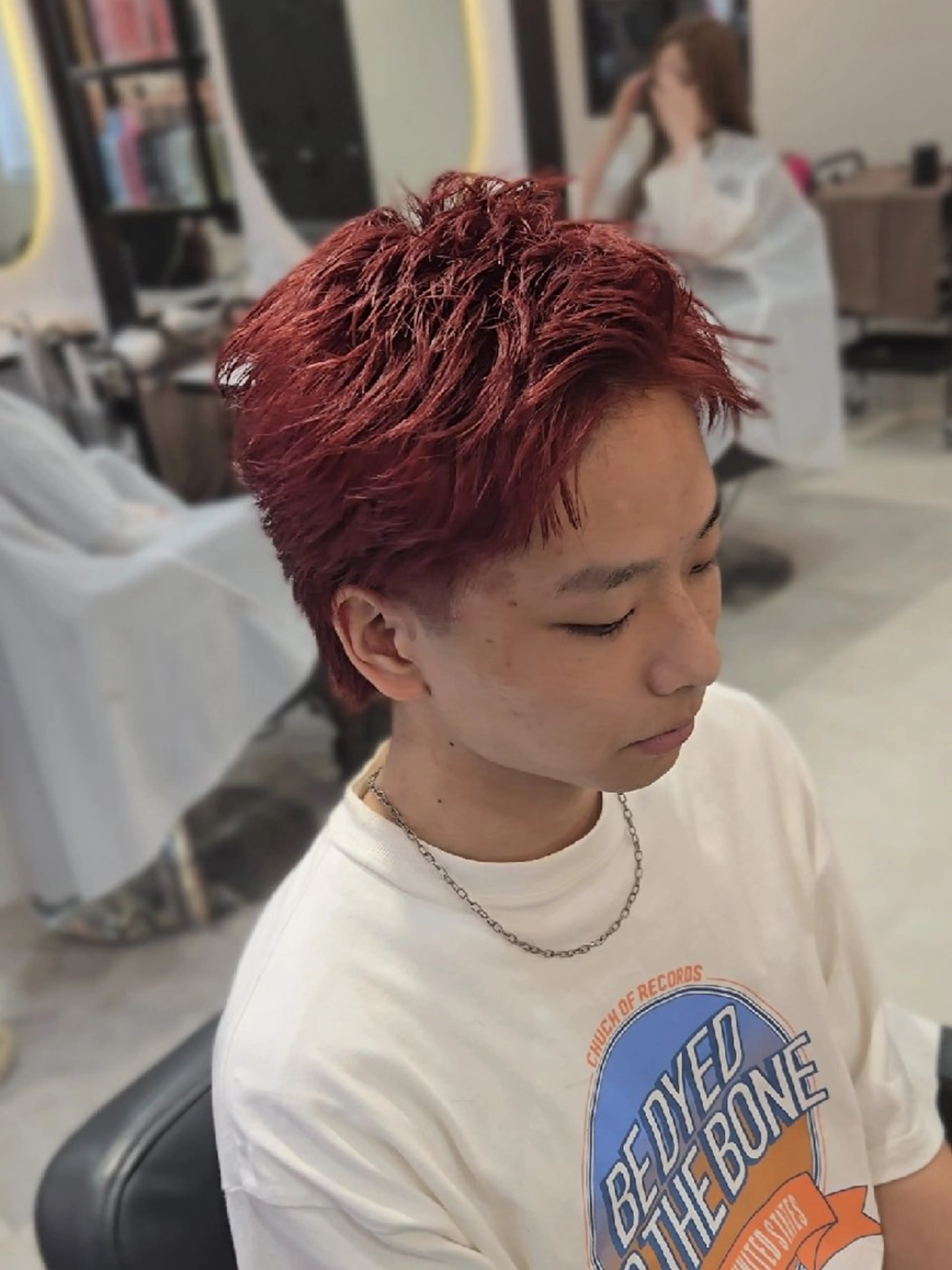 メンズ ショート カラー スパイキーショート レッドカラー ショートヘア カット ヘアカラー ヘアセット LEN名古屋/パーマ 海外ヘア/メンズ特化のヘアスタイル