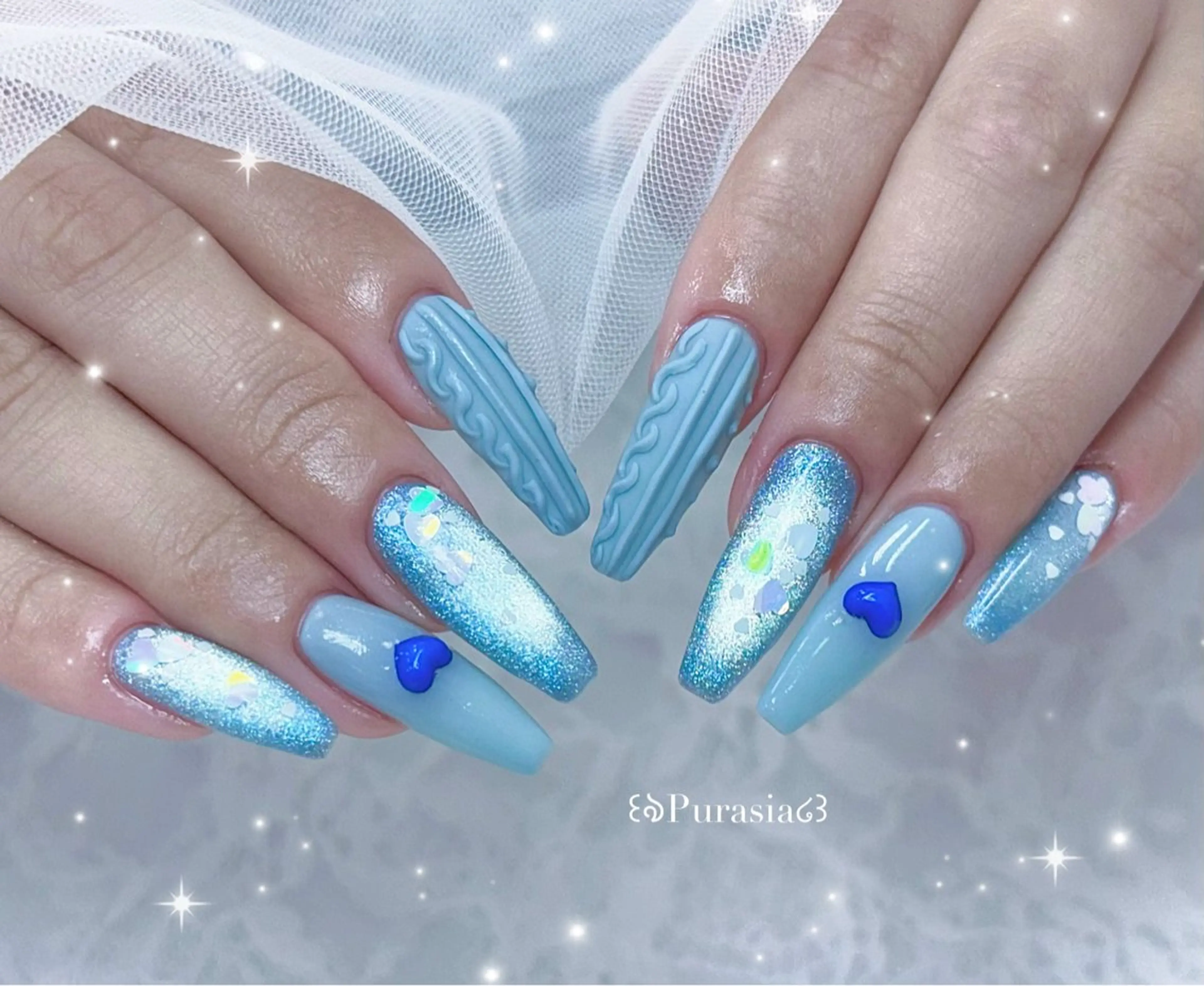 ネイル マグネットネイル ワンホンネイル ハンドネイル Purasia高橋✧ マグ/ワンホン/地雷のネイルデザイン