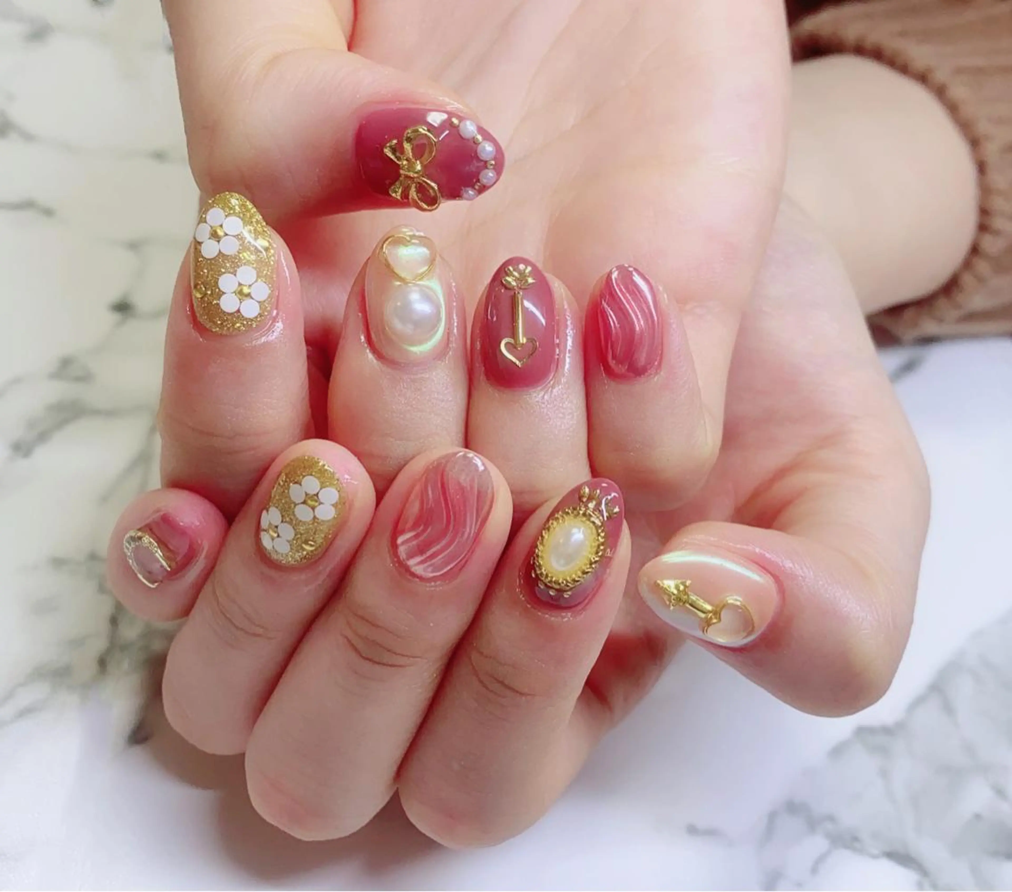 ロング カラー ネイル アートネイル ミラーネイル Q Free nailsのネイルデザイン