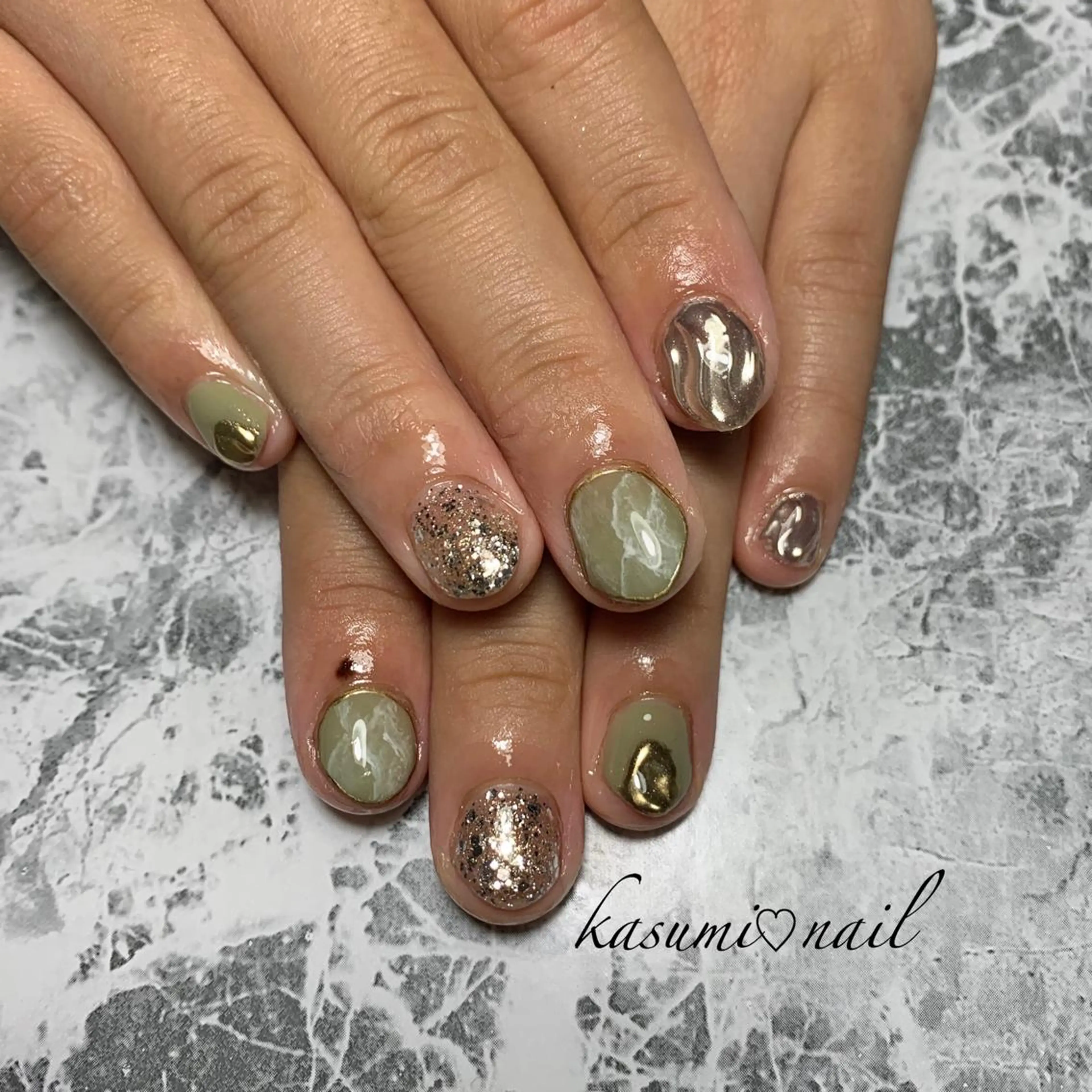 キッズ ネイル アートネイル フットネイル 大理石ネイル(マーブル) ミラーネイル ニュアンスネイル KASUMI♡ Nailのネイルデザイン