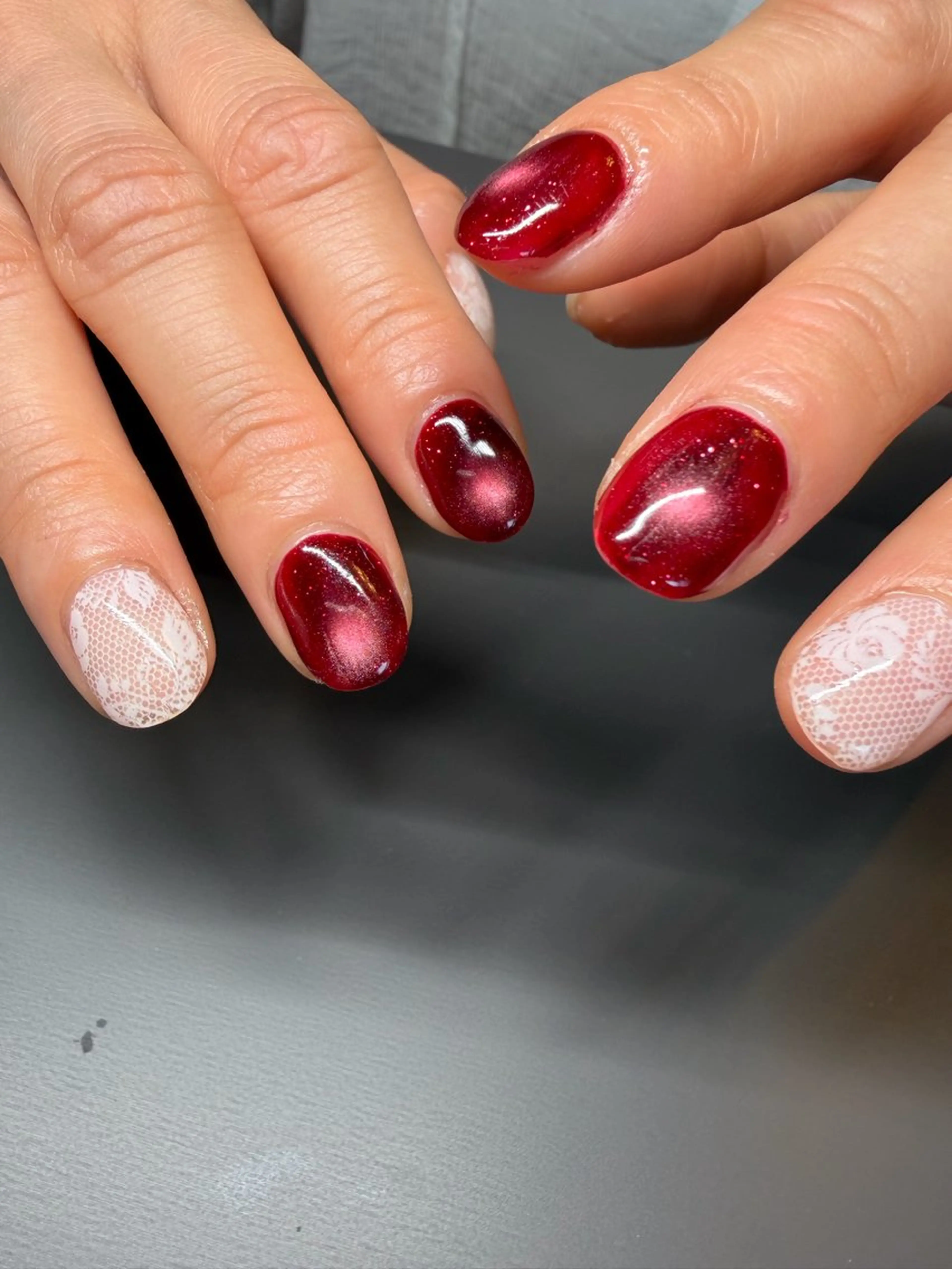 ネイル レース 赤色 ウィッチハウス ayaのネイルデザイン