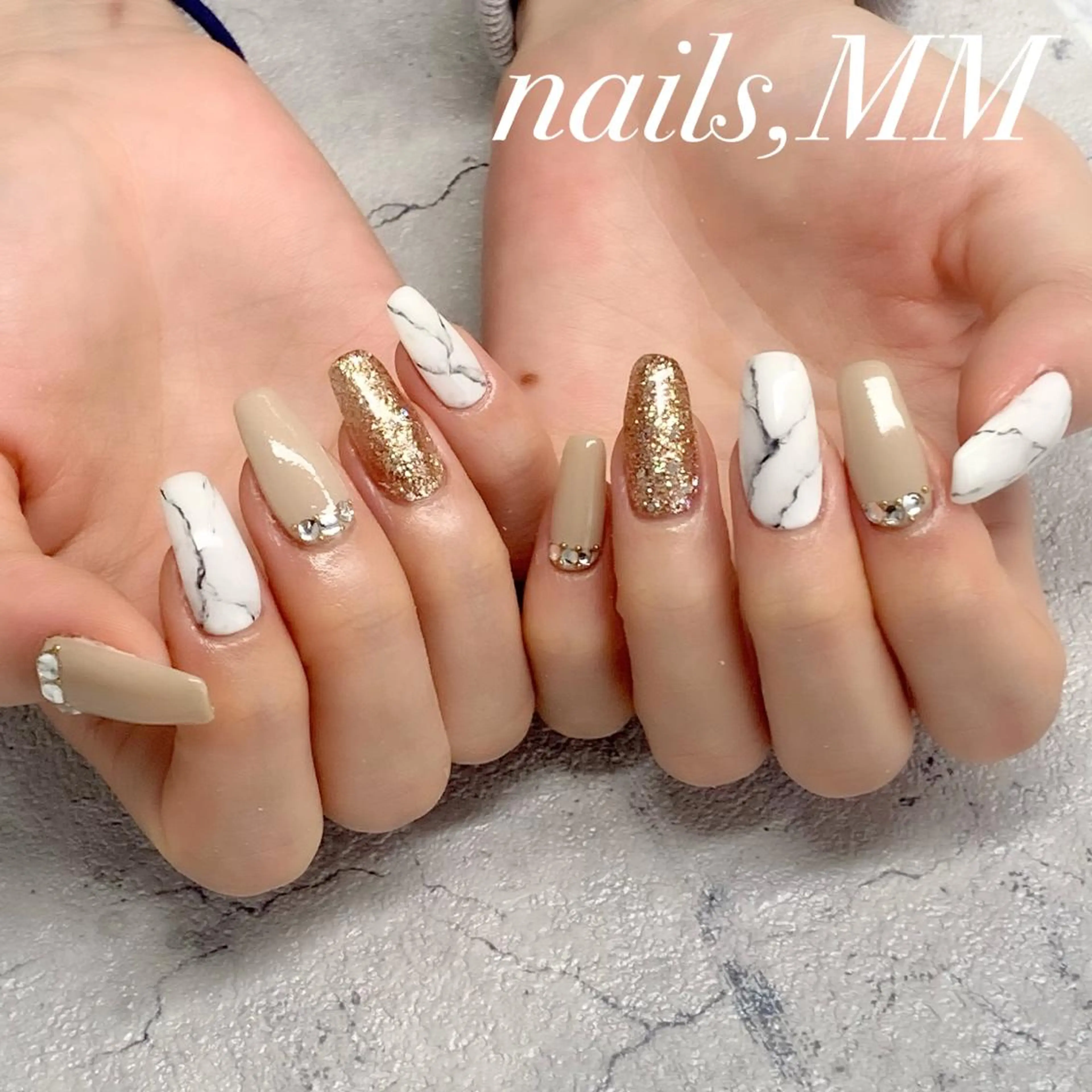 ネイル 大理石ネイル(マーブル) ハンドネイル nailsalon MMのネイルデザイン
