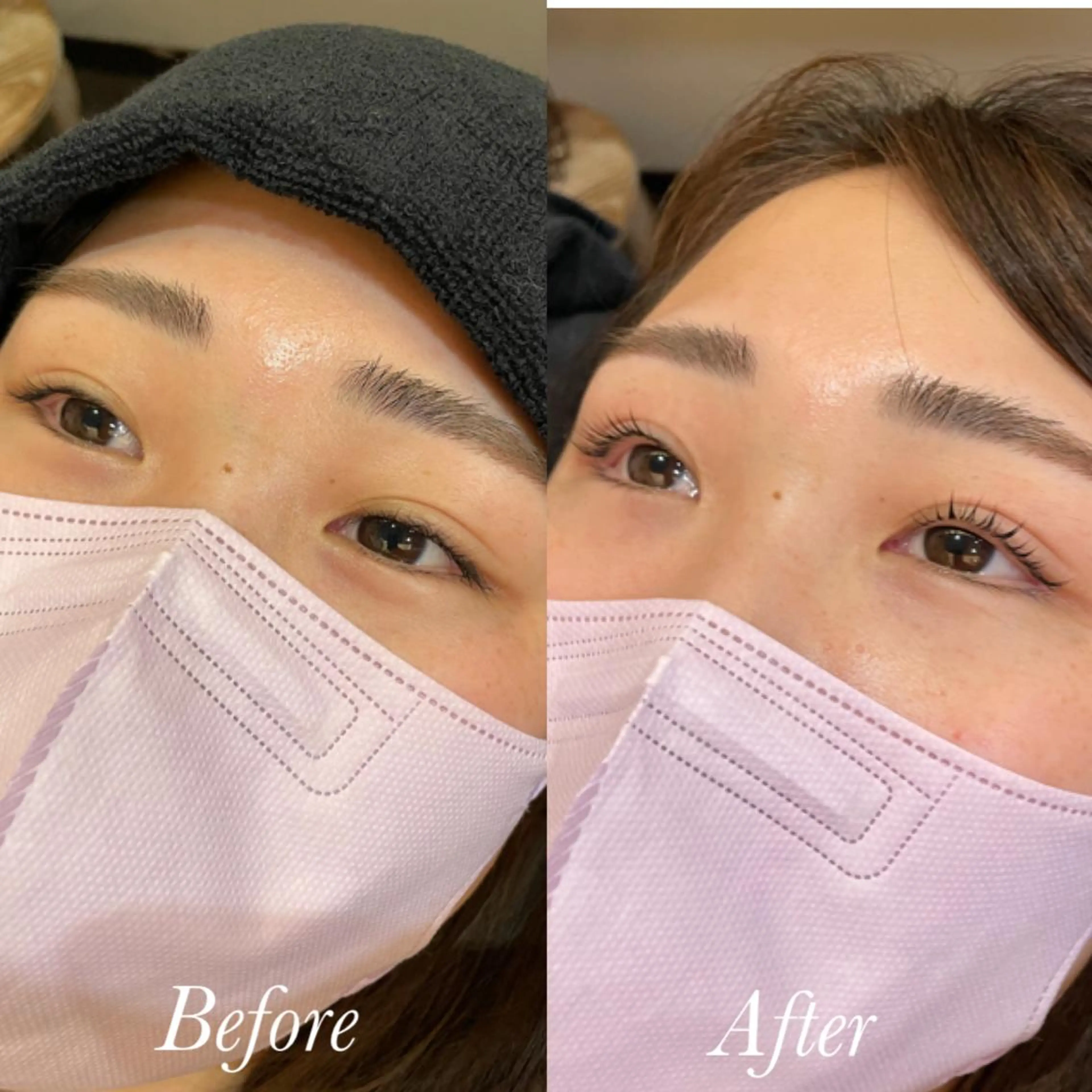 マツエク・マツパ パリジェンヌラッシュリフト aya/小顔レイヤー /柔らかカラーのヘアスタイル