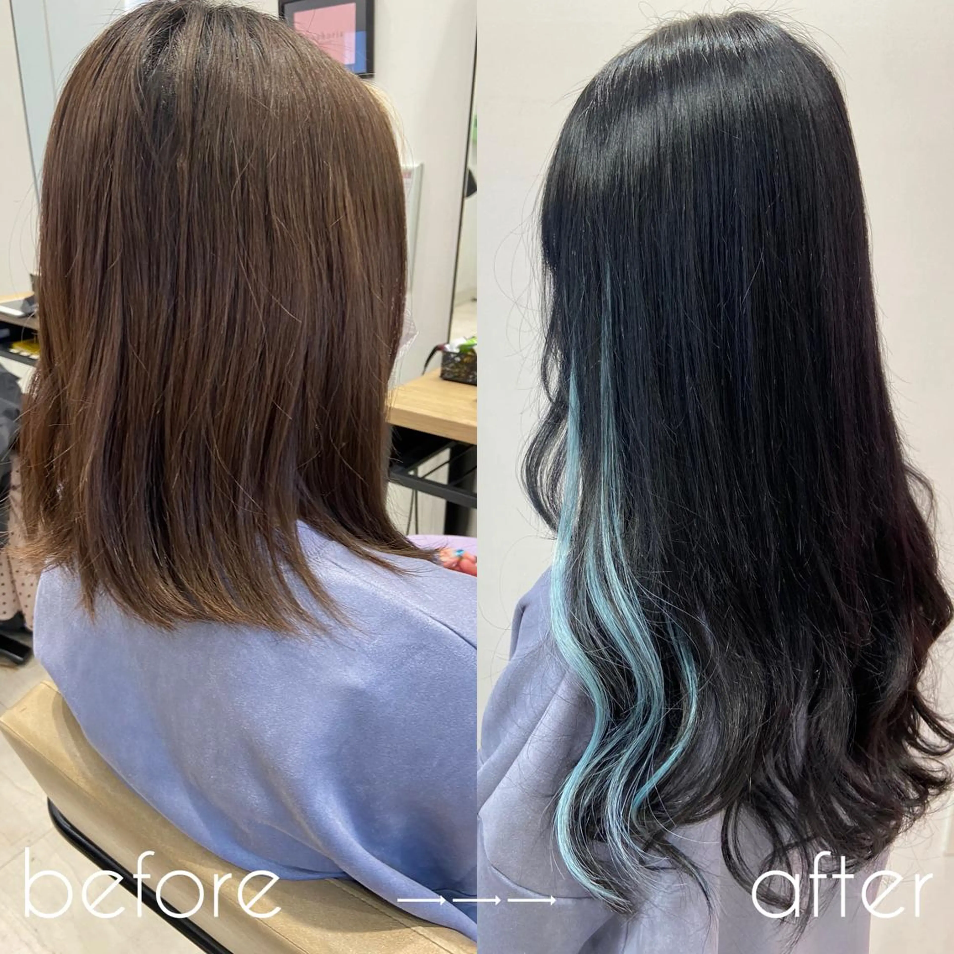 ロング カラー シールエクステ ブリーチ ブラウンカラー ケアカラー ダブルカラー カット エクステ 新宿/韓国ヘア 中明度カラー/かやのヘアスタイル