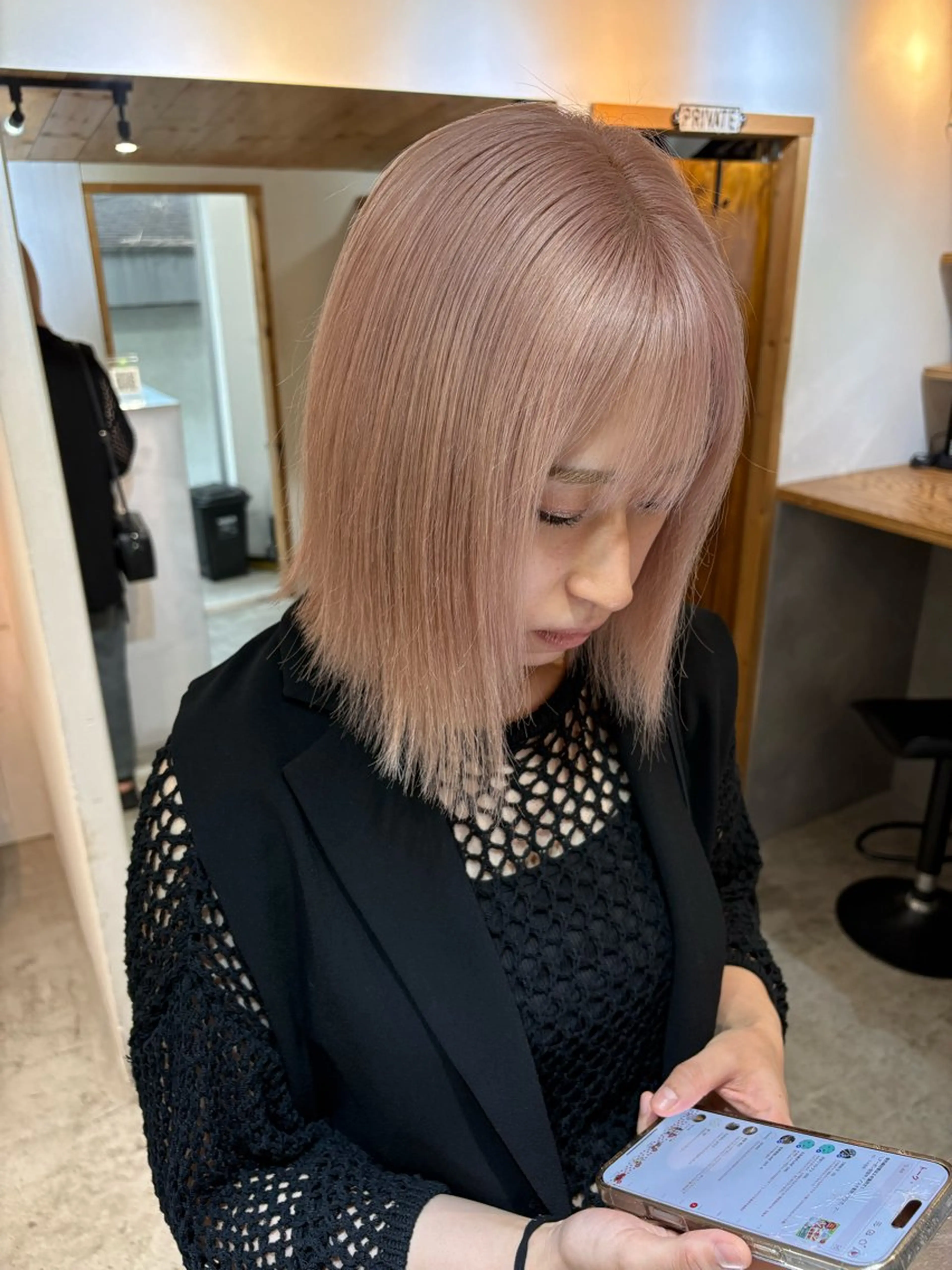 ミディアム カラー ヘアアレンジ ベージュカラー ピンクカラー ピンクベージュ カット ヘアカラー トリートメント 🧸艶々韓国ヘア 🧁mizunaのヘアスタイル