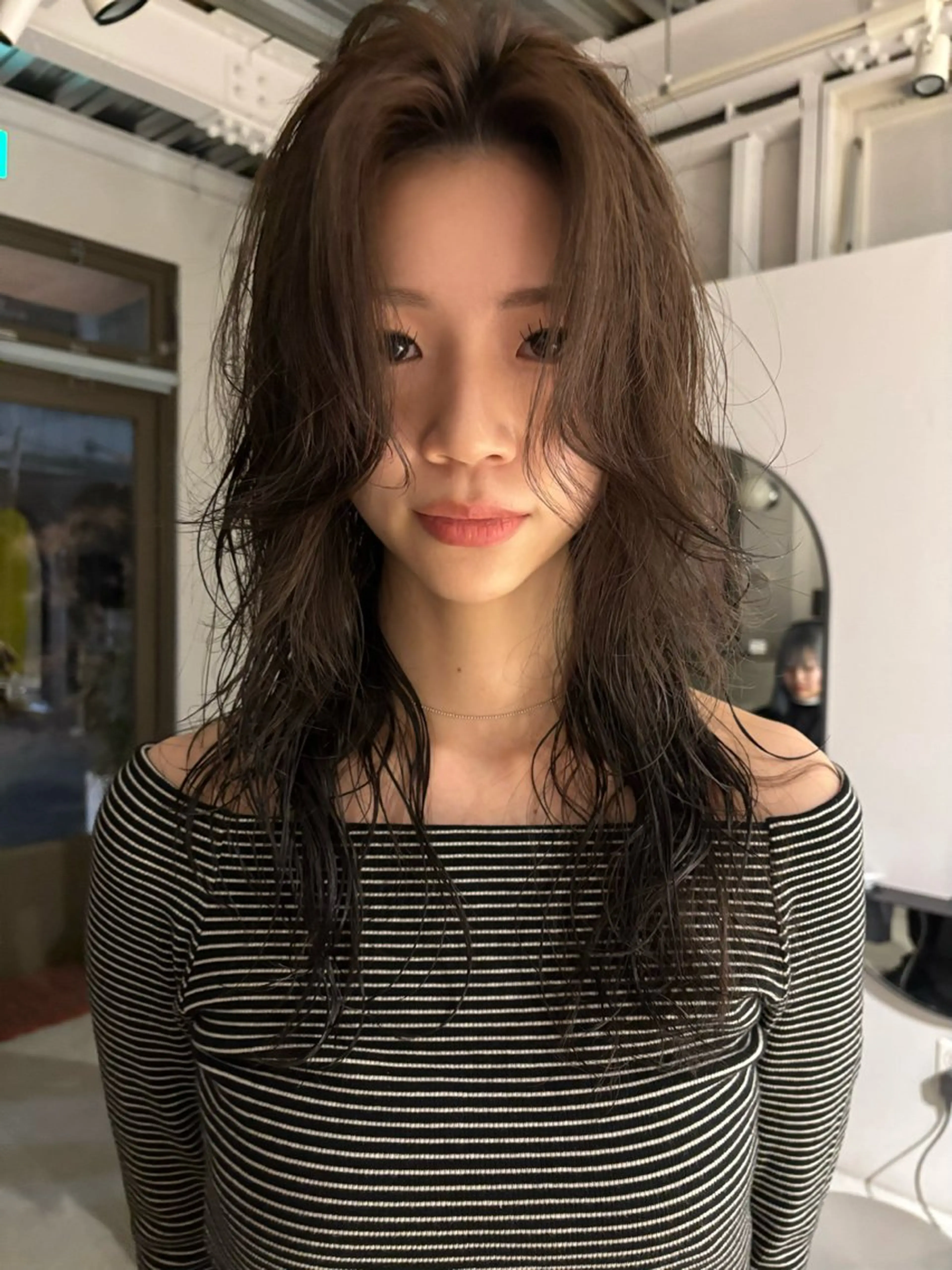 ミディアム カラー パーマ ミディアムパーマ カット ヘアカラー パーマ 田中 隼斗のヘアスタイル