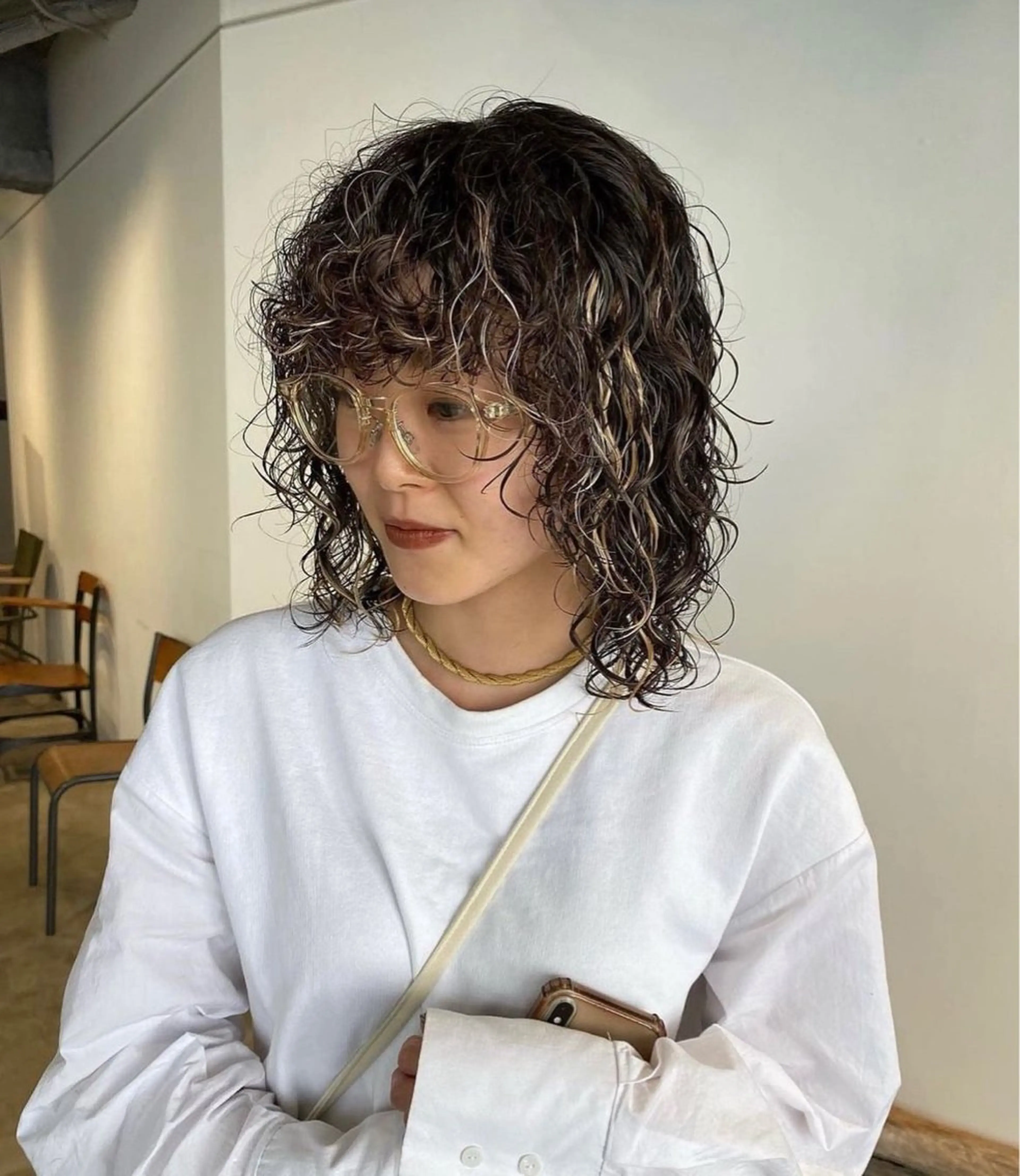 ミディアム カラー パーマ 長江 績のヘアスタイル