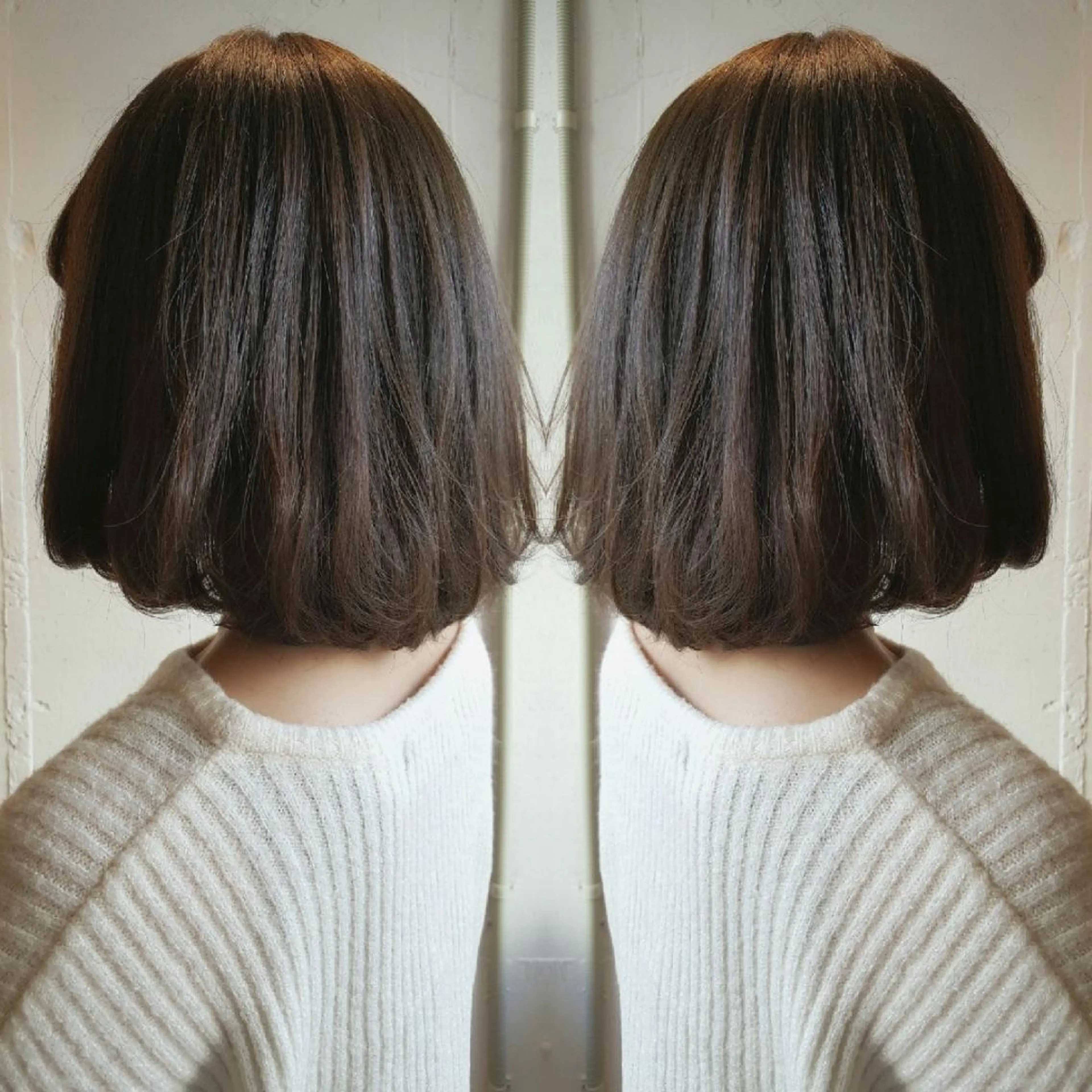 ミディアム アッシュ ボブ あらき ちさとのヘアスタイル