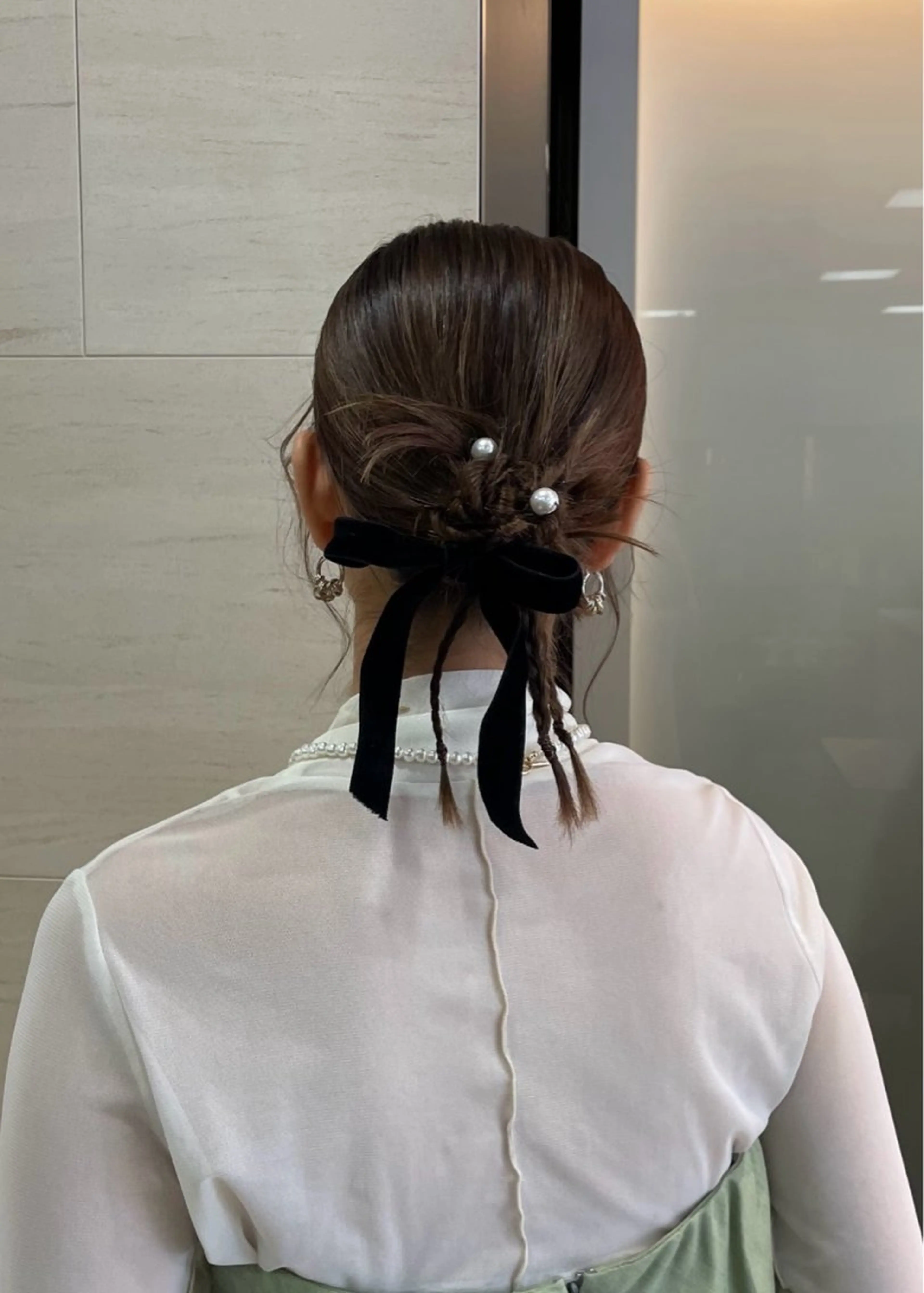 ヘアアレンジ 垢抜け小顔レイヤー オリーブ/スミレのヘアスタイル