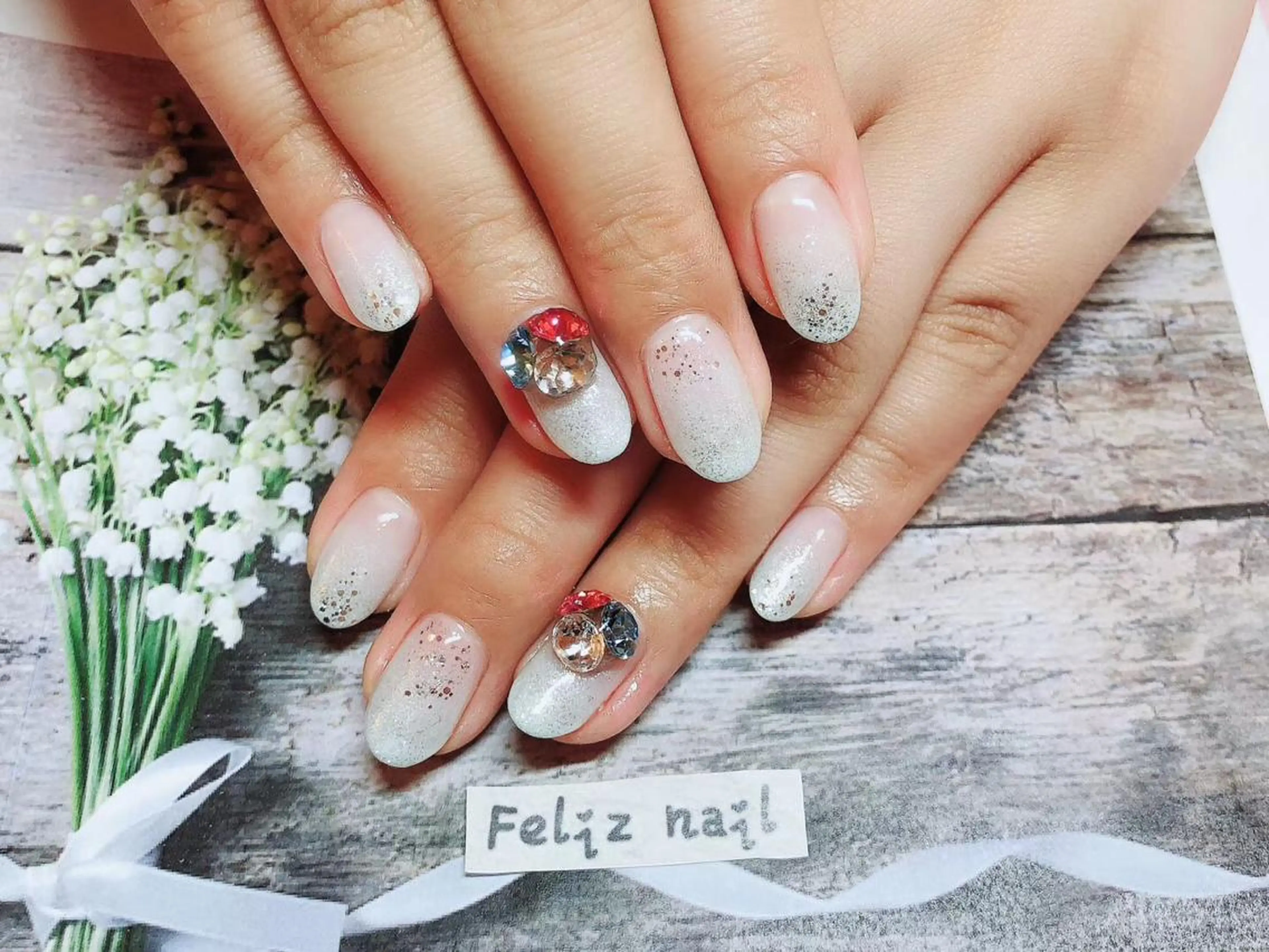 ネイル ブルー ジェルネイル グラデーション グリーン ワンカラーネイル ハンドネイル ユキカ （ネイリスト）のネイルデザイン