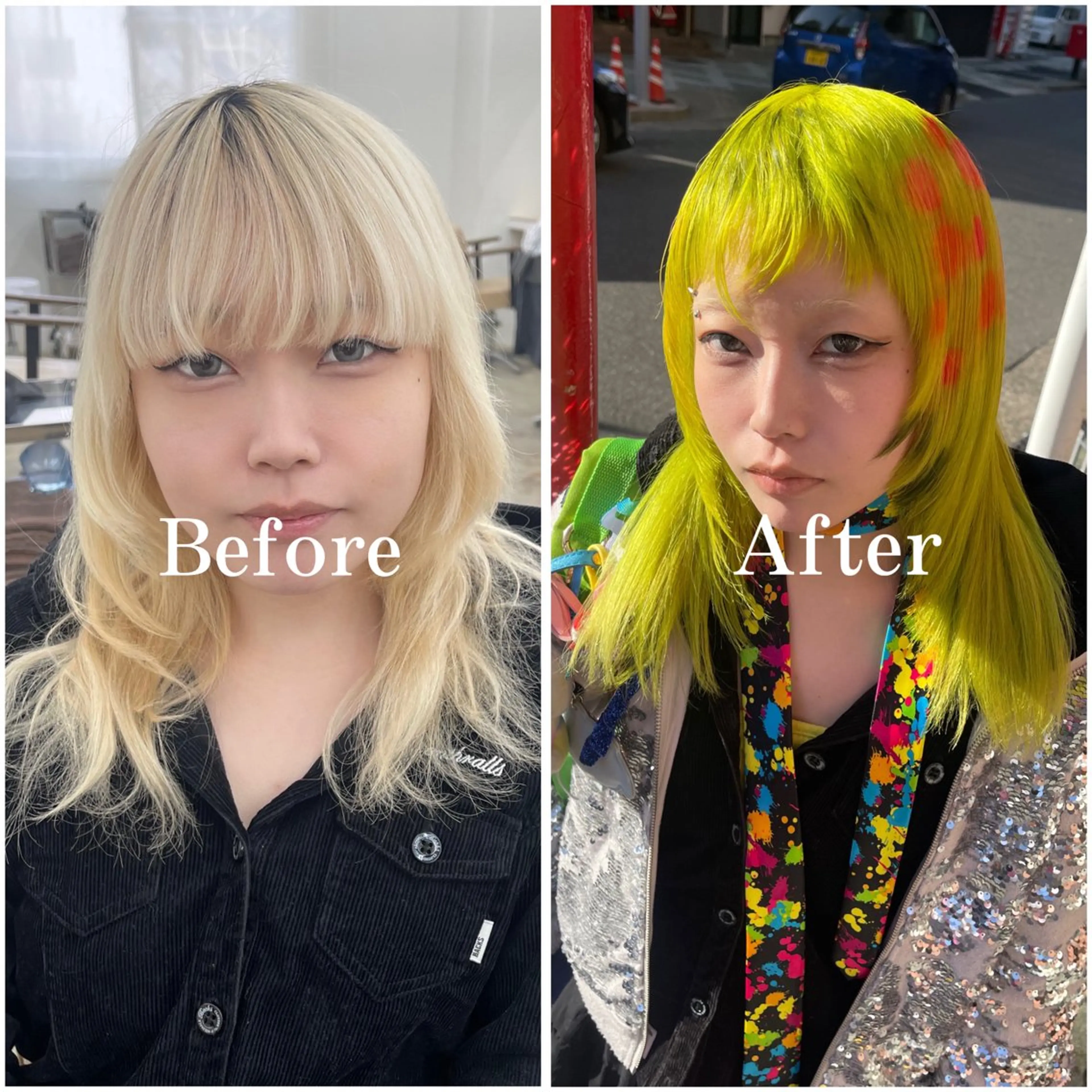 セミロング カラー ブリーチ デザインカラー 似合わせカット 縮毛矯正 ムラ修正/ ハイトーン💖Riaのヘアスタイル