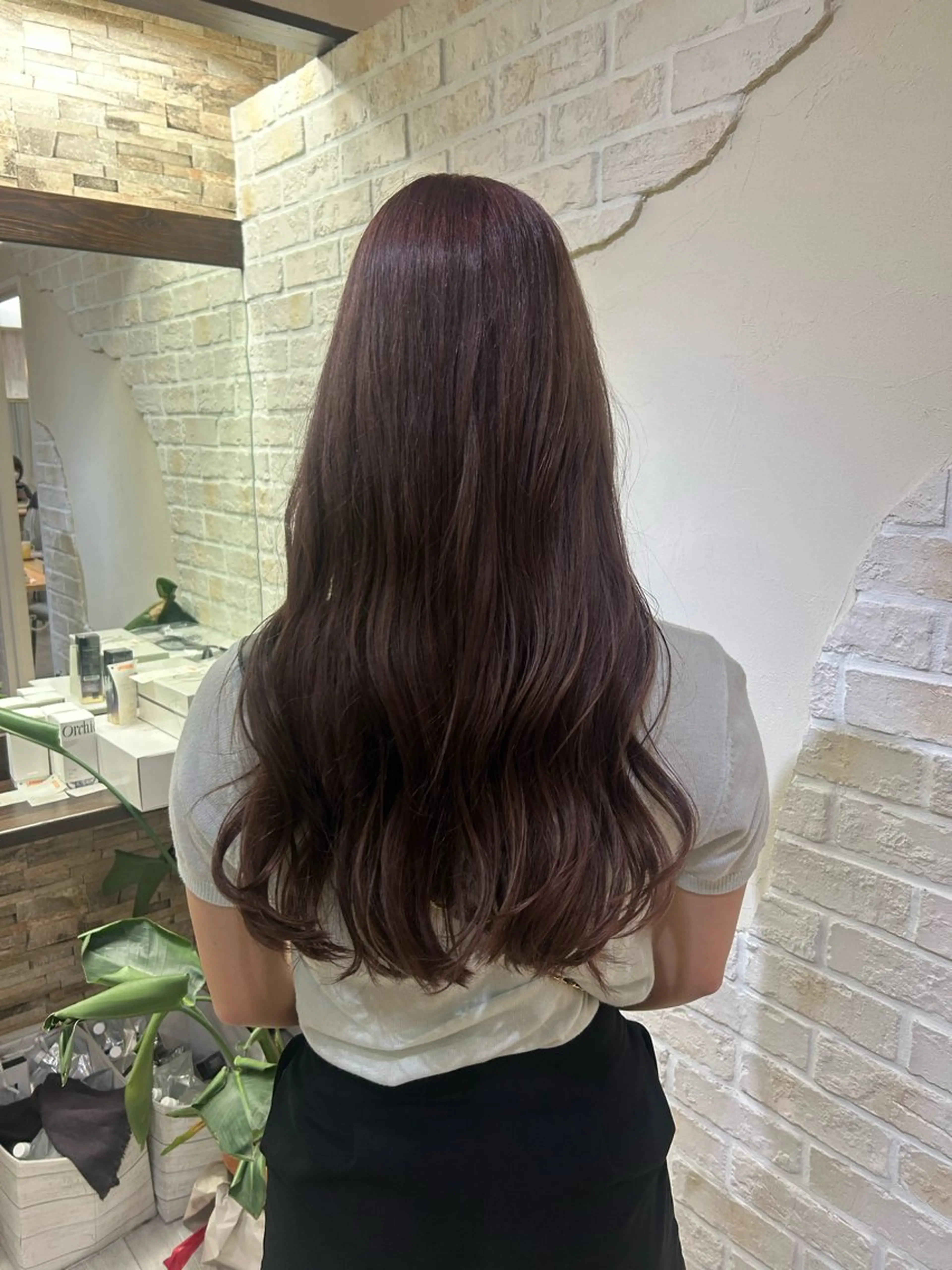 ロング カラー 赤星 さえのヘアスタイル