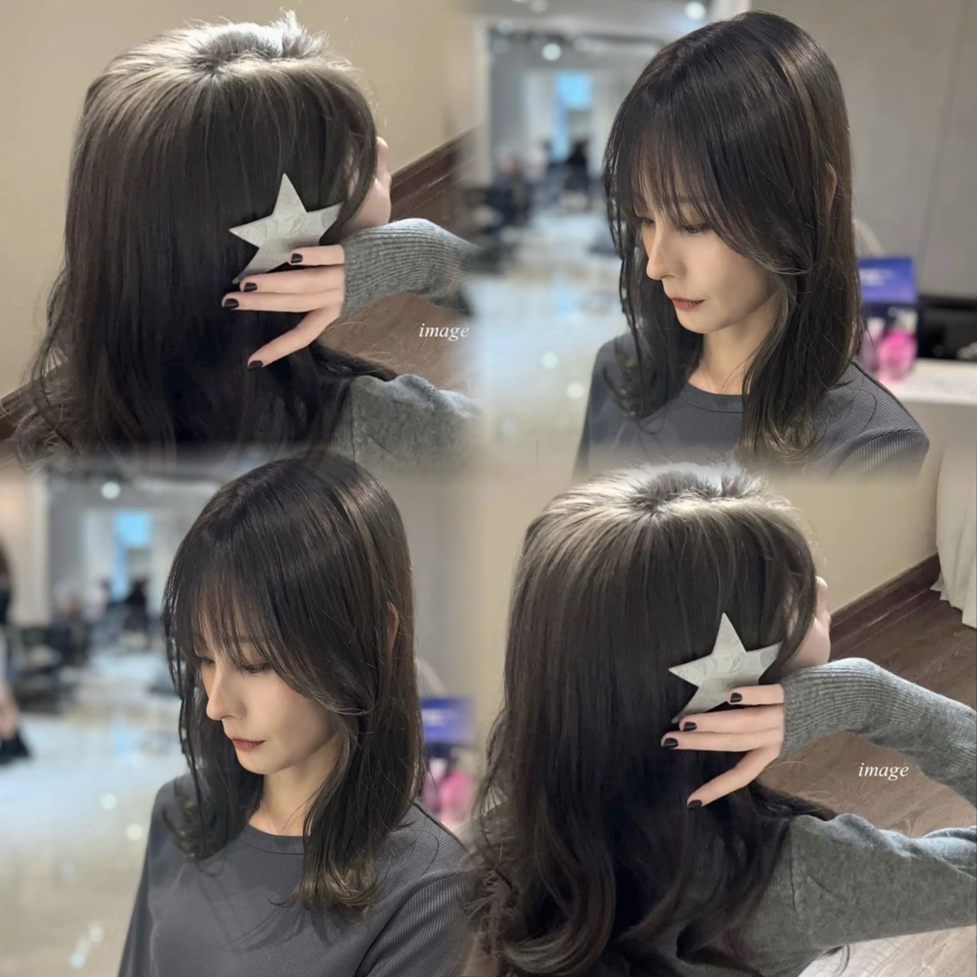 ミディアム カラー ヘアカラー 韓国風ハッシュカット 似合わせレイヤー池袋のヘアスタイル