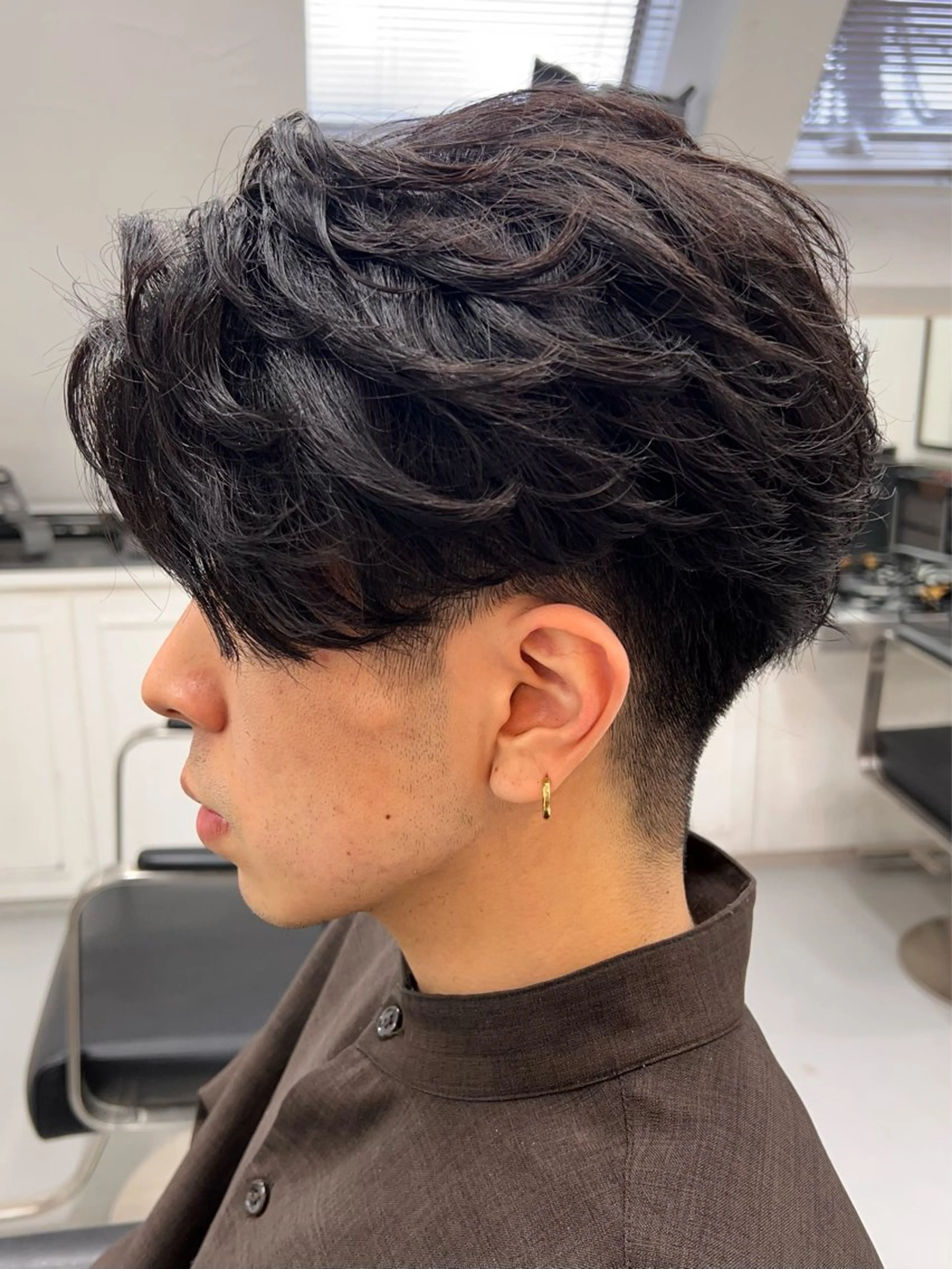 ショート パーマ メンズ フェザーパーマ メンズパーマ カット パーマ 稲村侑斗朝セット1分 メンズパーマのヘアスタイル