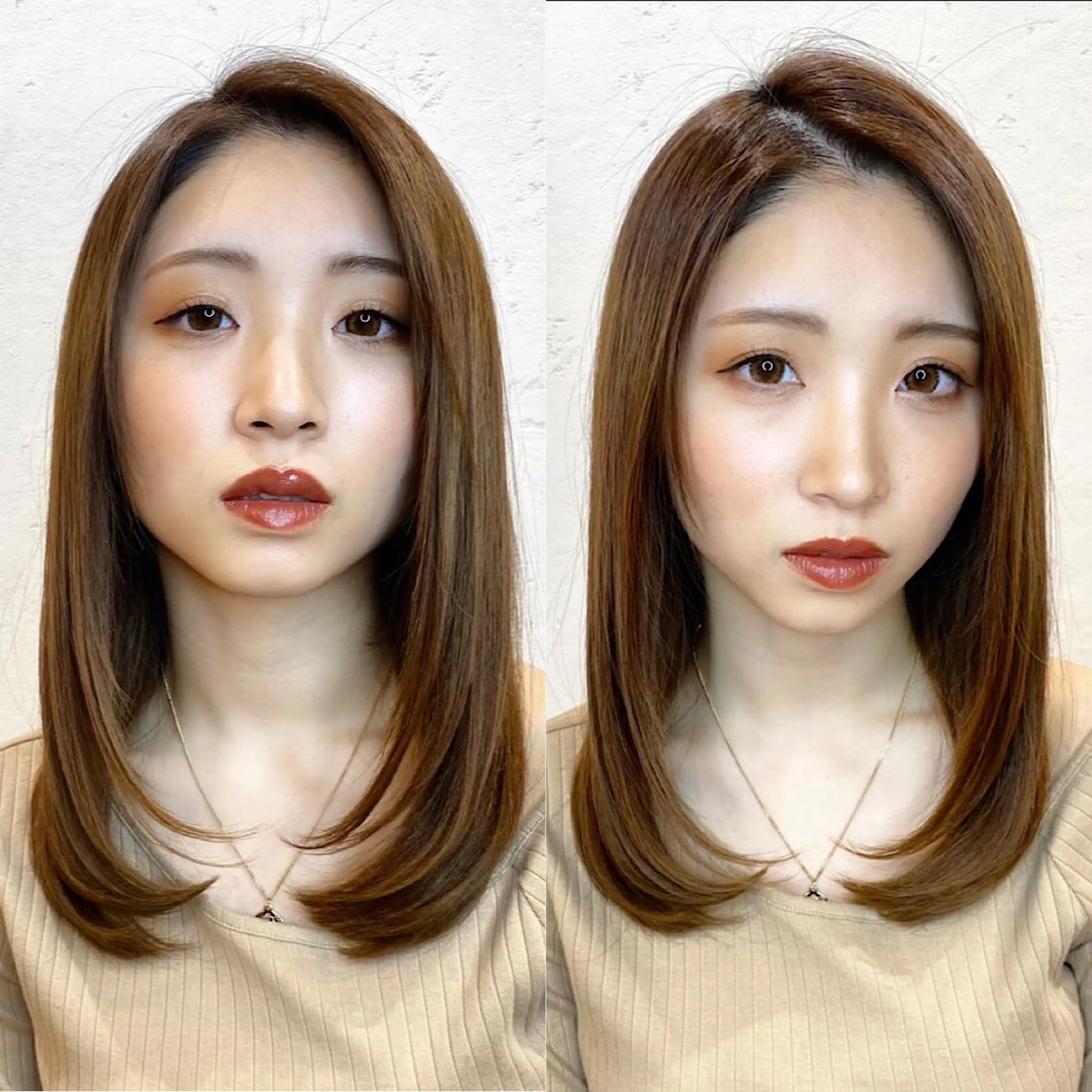 セミロング salowin 原宿 aroa所属・韓国／ハッシュカット ／透明感カラー／金野のヘアスタイル