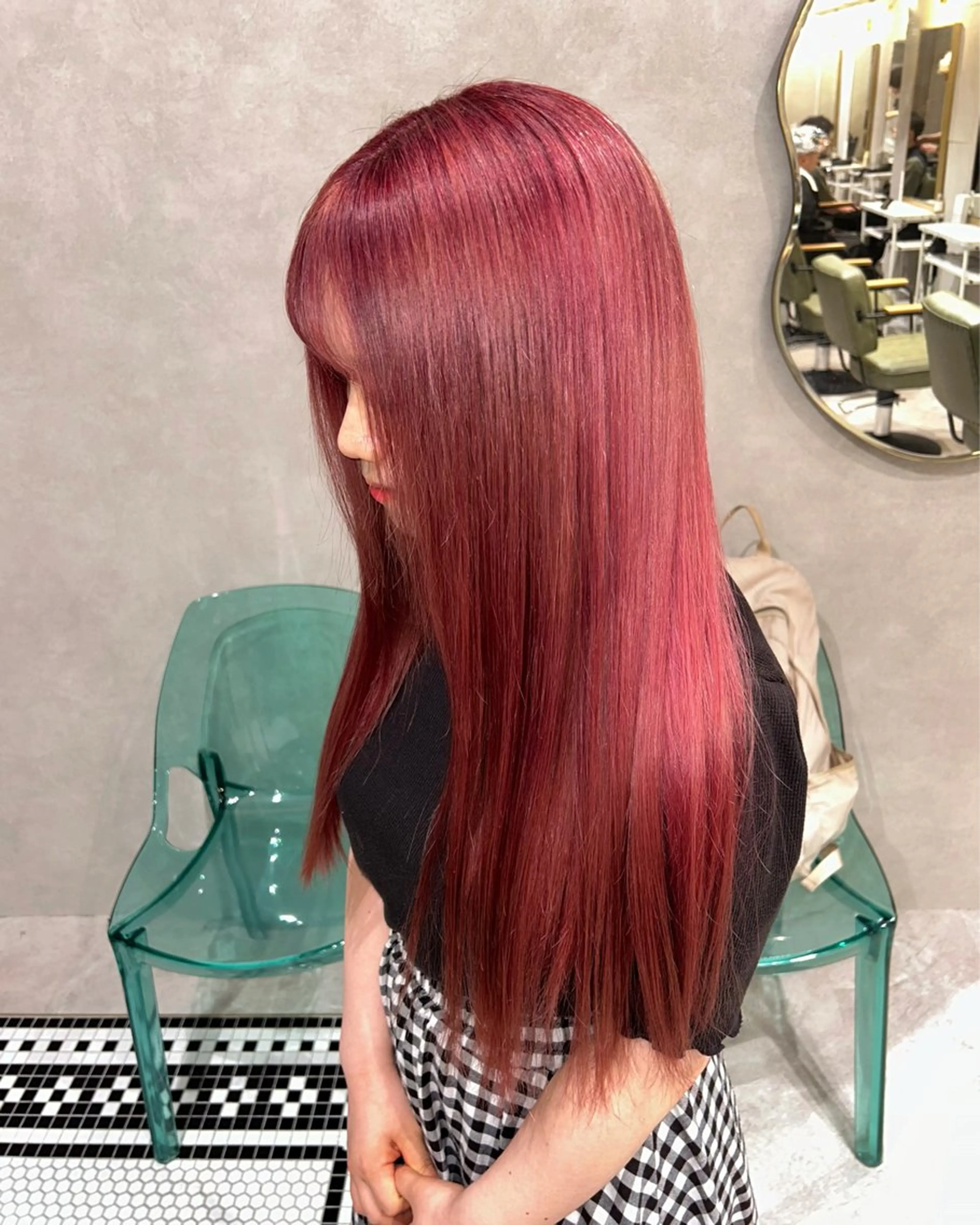 ロング 艶カラー レイヤーカット ゆめのヘアスタイル