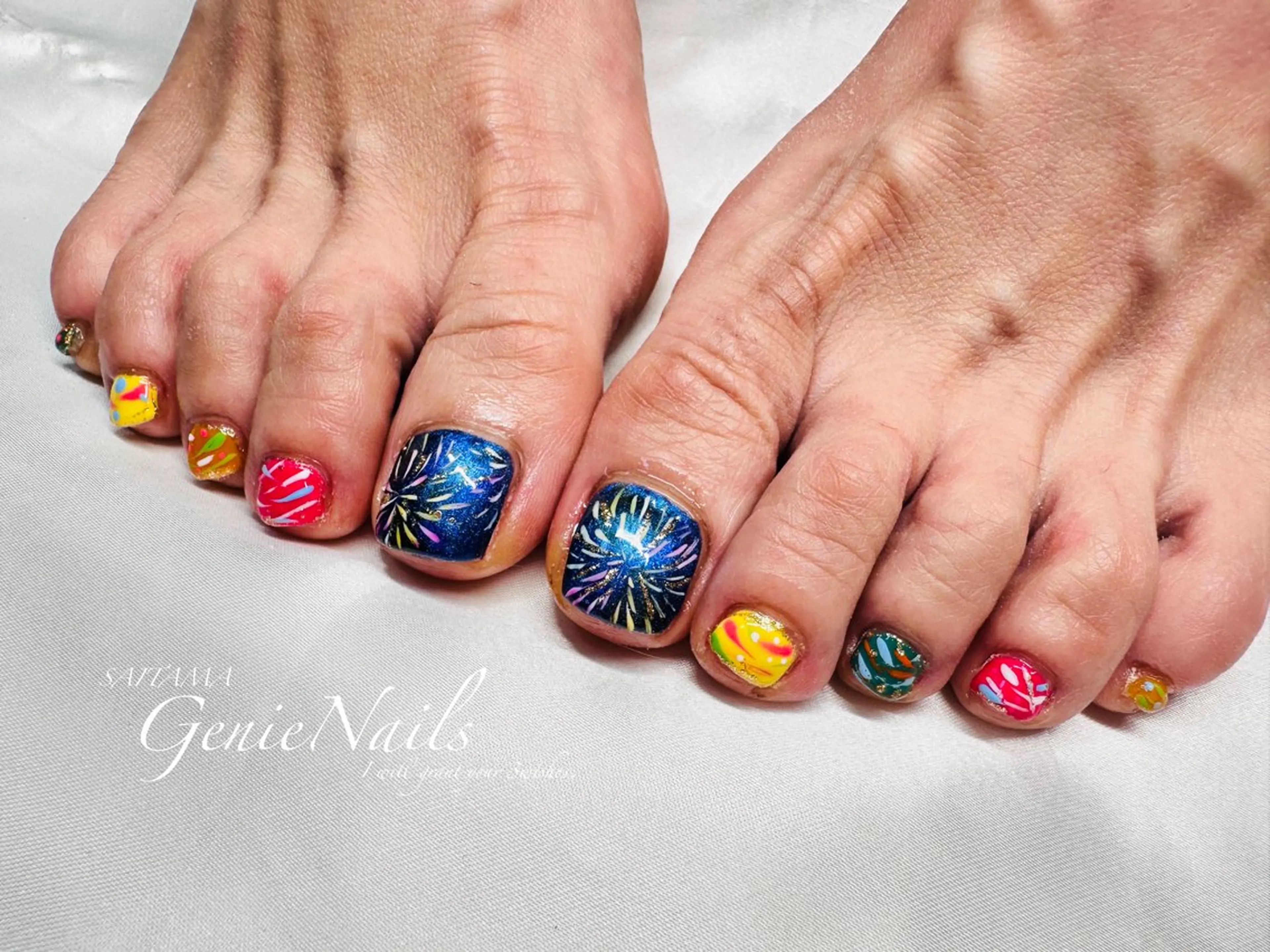 メンズ ネイル アートネイル 長さ出し 氷ネイル・うるうるネイル ロングネイル 持ち込み Genie Nailsのネイルデザイン