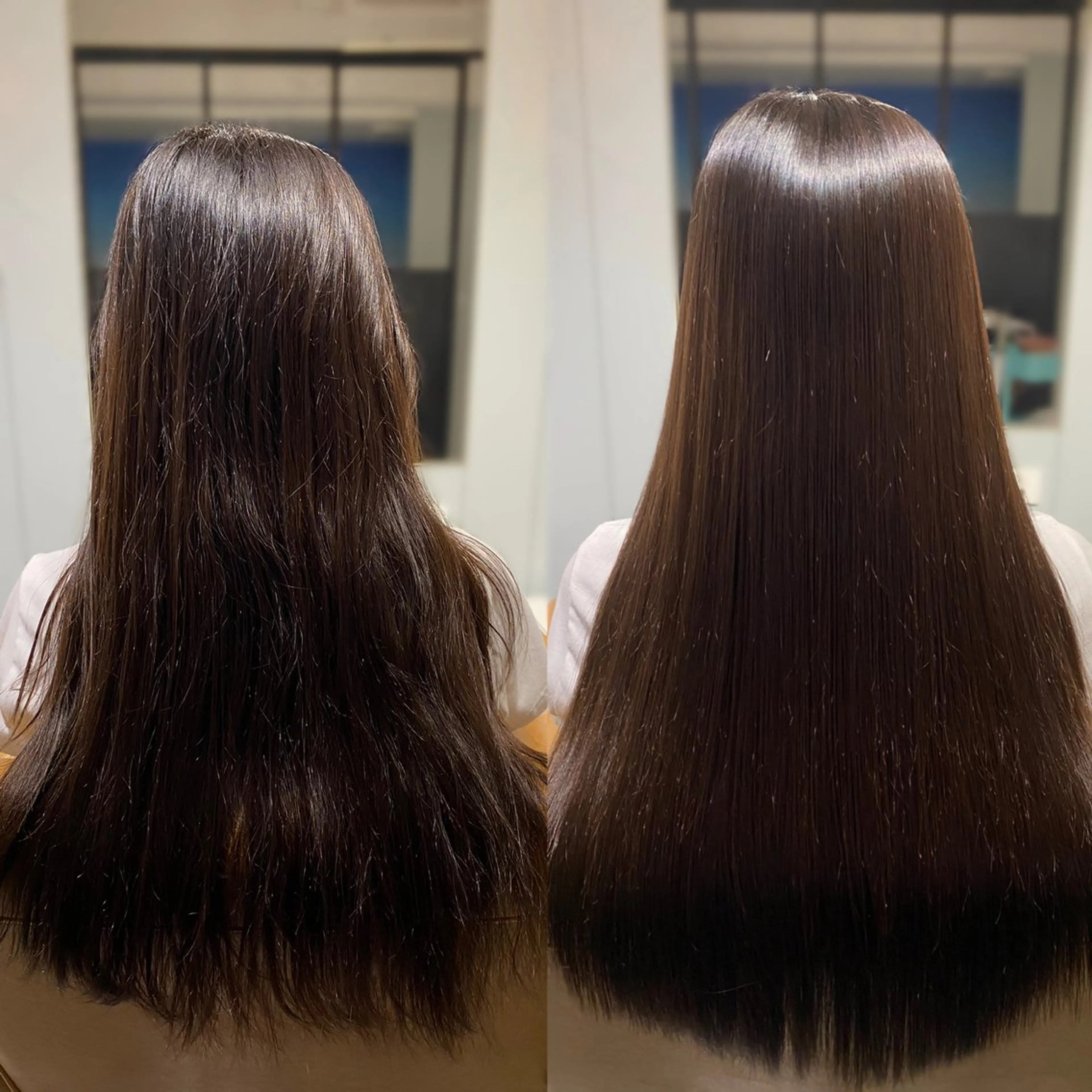 ロング パーマ 髪質改善 縮毛矯正 ストレートパーマ カット ヘアカラー 縮毛矯正 トリートメント 韓国風レイヤーカット 💎髪質改善"yuiのヘアスタイル