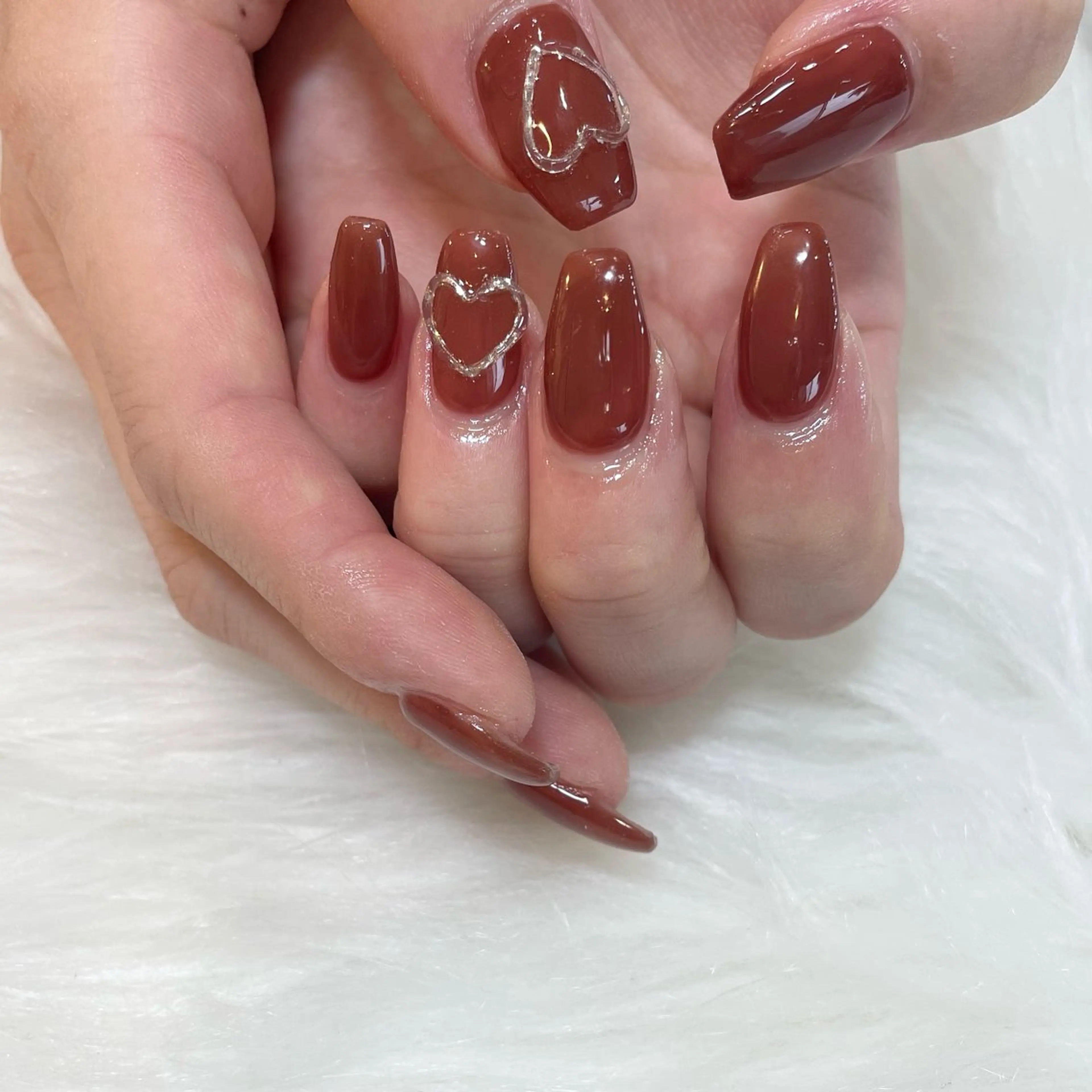 ネイル ブラウン 赤色 Nail Salon Gummi.のネイルデザイン