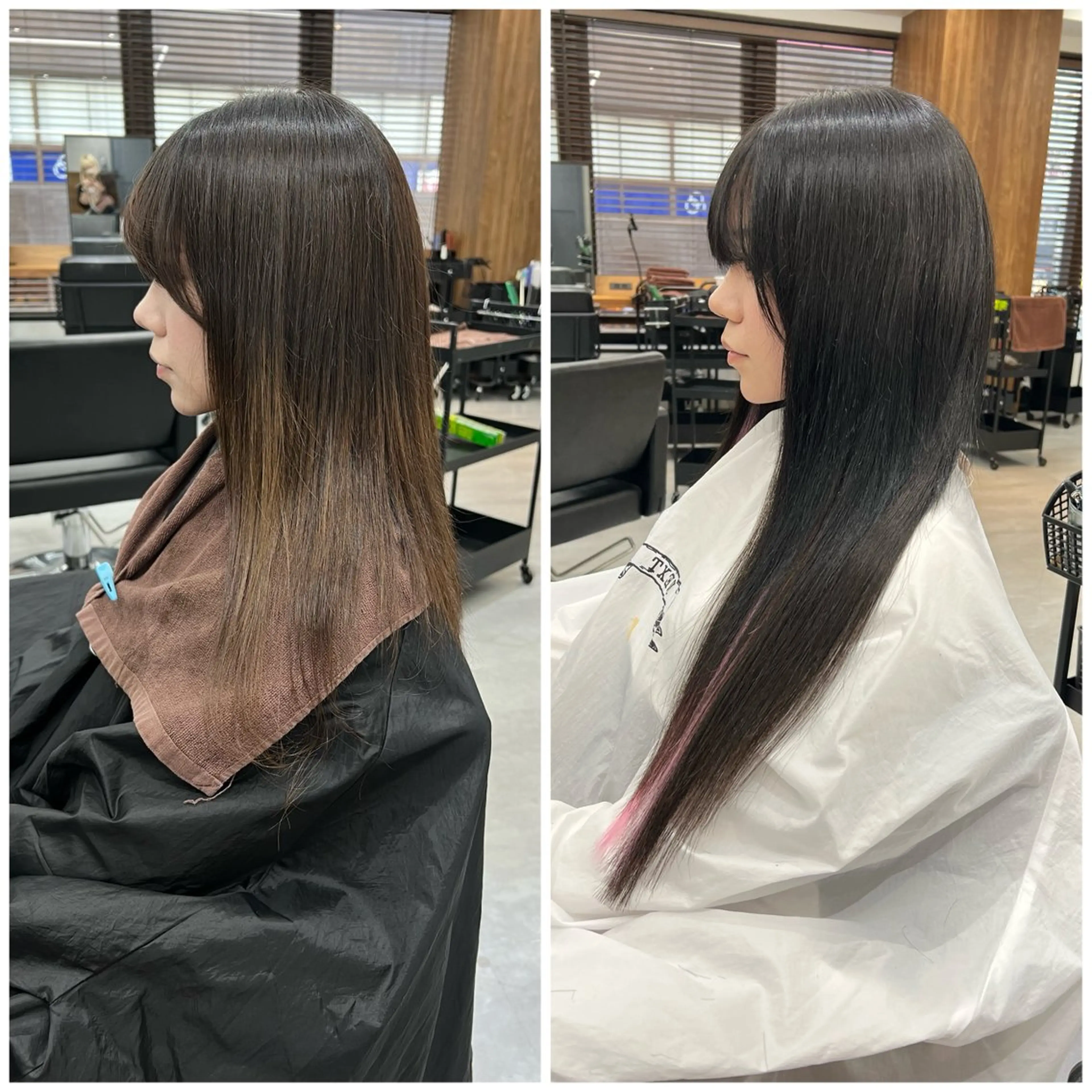 セミロング カラー シールエクステ ピンクカラー エクステ ショート/ウルフ カットモデル募集のヘアスタイル