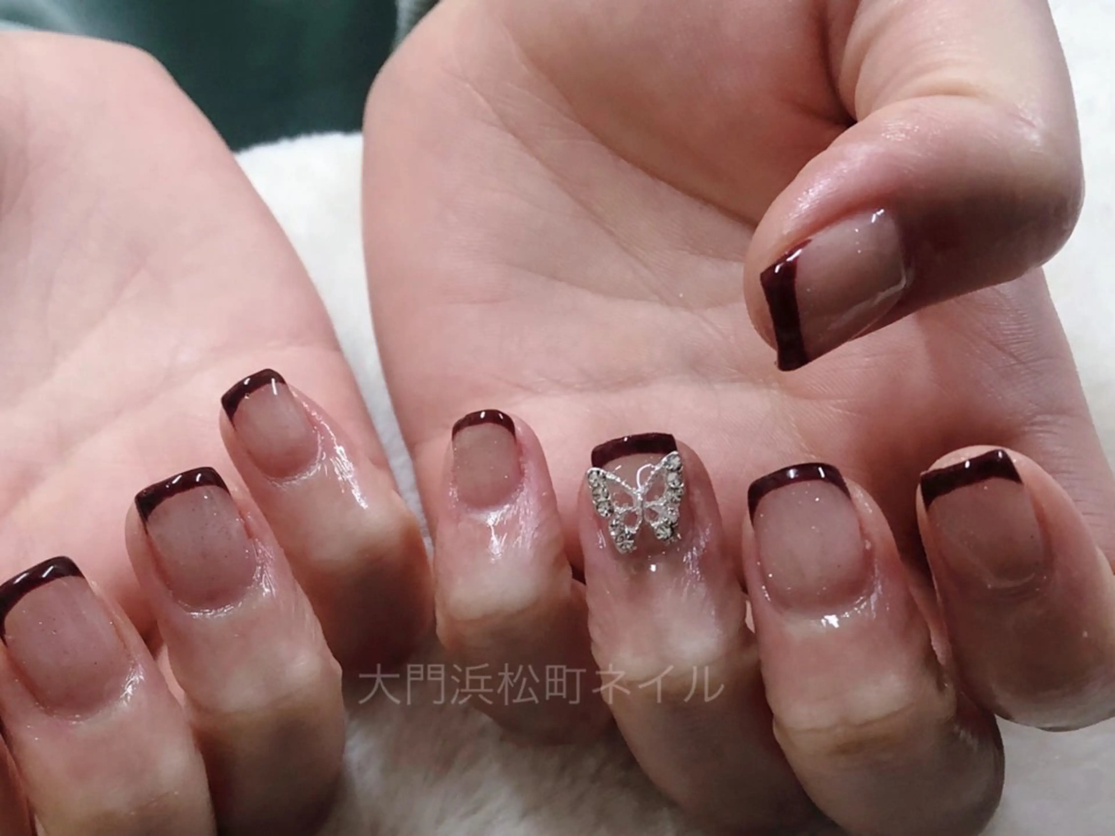 ネイル ボルドー フレンチネイル ガラスフレンチ マグネットネイル ミラーネイル ハンドネイル ハンドケア 大門浜松町 ネイルのネイルデザイン