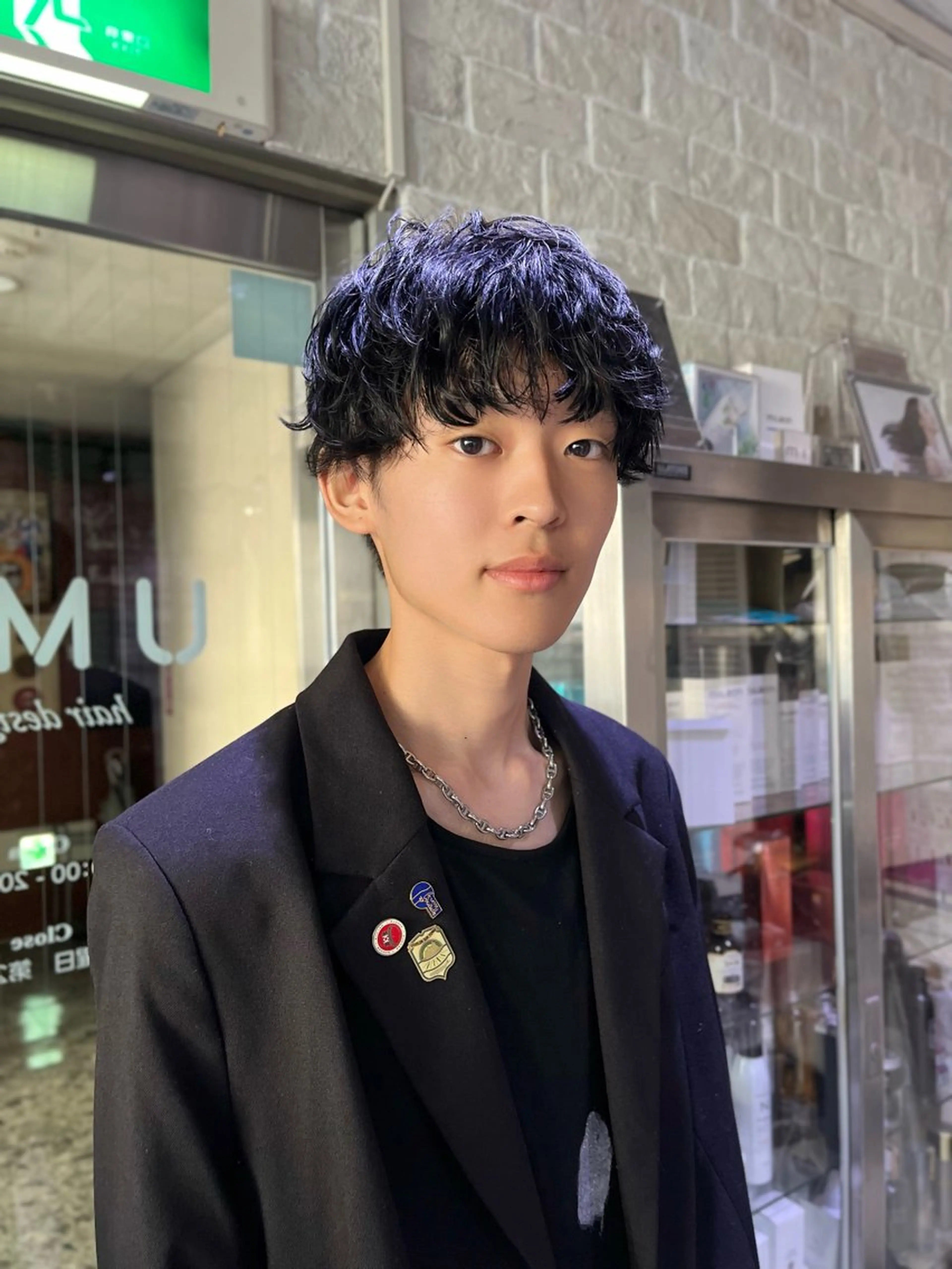カラー メンズ マッシュ 黒髪 ブルーカラー ブルーブラック ヘアカラー daichi (UMM)のヘアスタイル