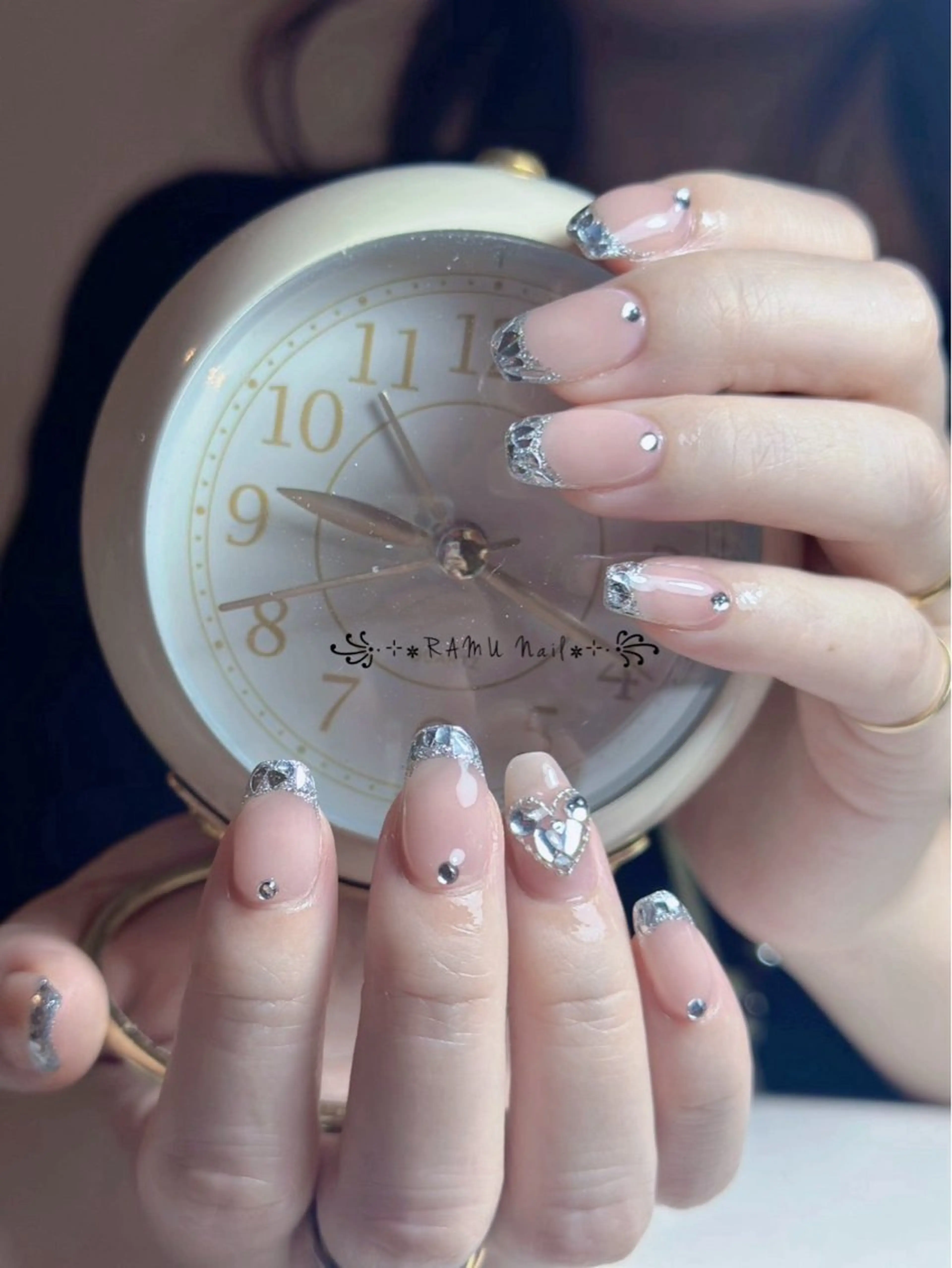 ネイル キラキラネイル マグネットネイル ミラーネイル ピンク 春ネイル ハンドネイル RAMU Nail 恵比寿店のネイルデザイン