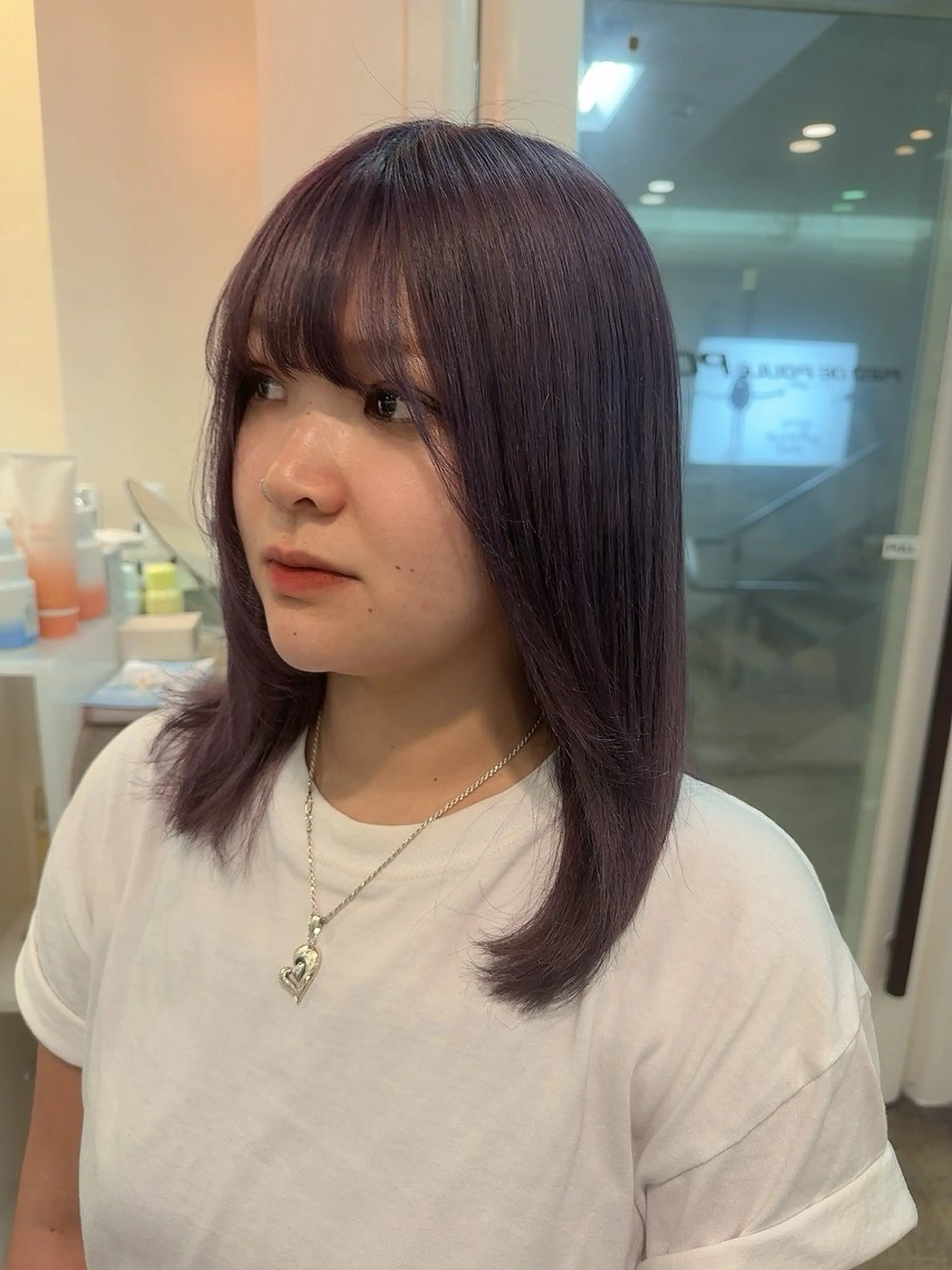 セミロング カラー パープルカラー 酒井 陽南乃のヘアスタイル