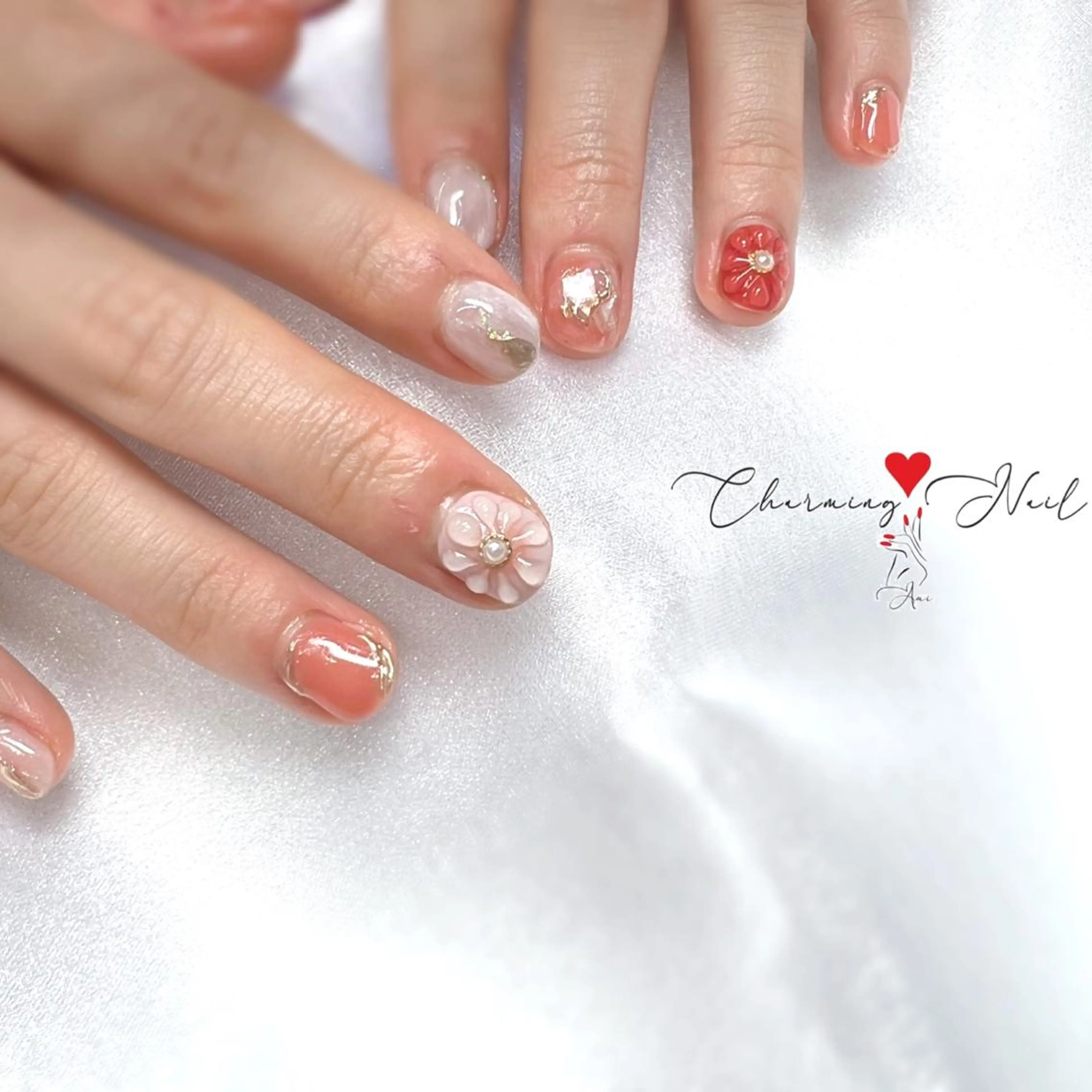 ネイル 成人式 フラワーネイル ミラーネイル ニュアンスネイル Charming❤️Nail所属・Nailist Amiのその他イメージ