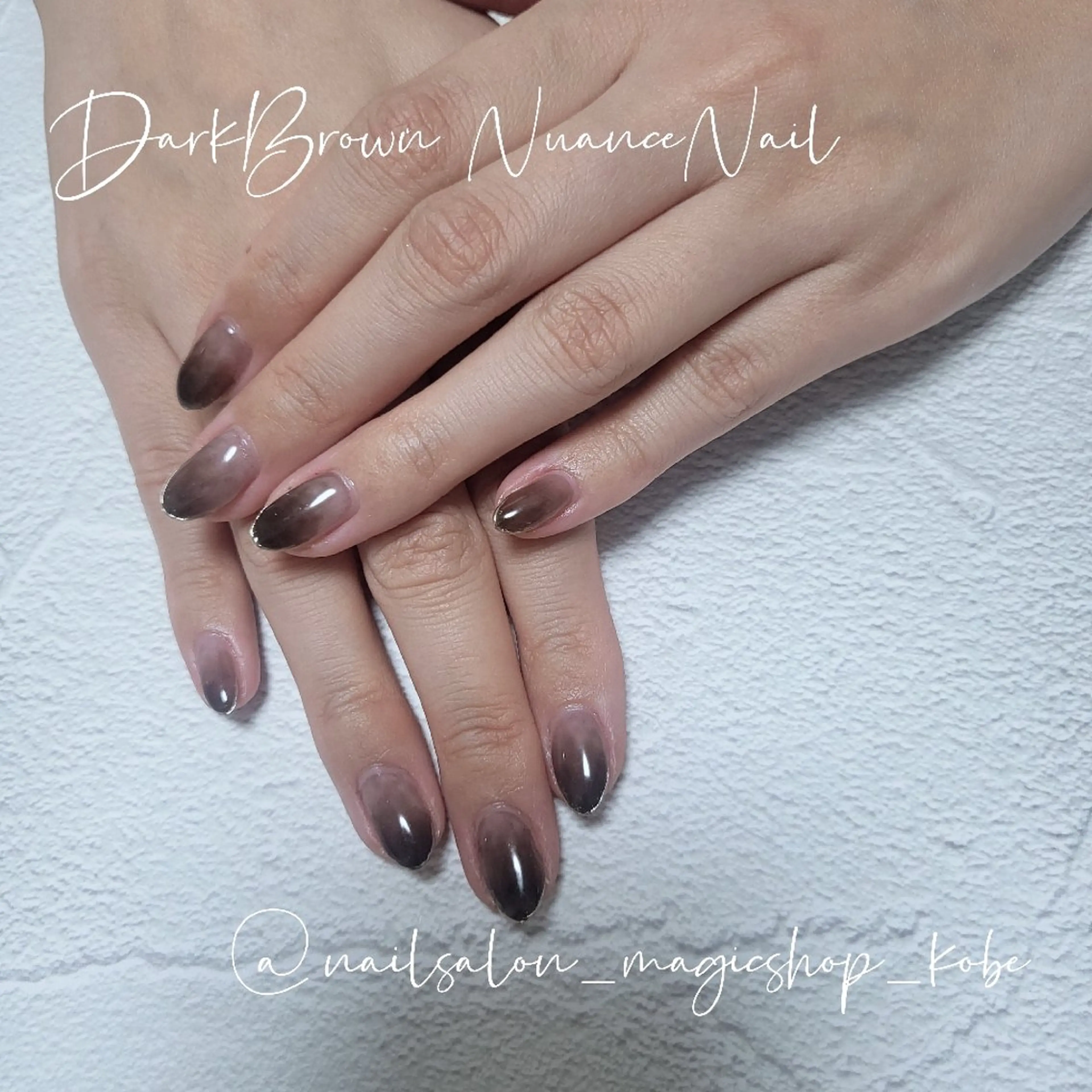 ネイル ブラウン ジェルネイル ゴールド ミラーネイル ニュアンスネイル ハンドネイル Nailsalon MagicShopのネイルデザイン