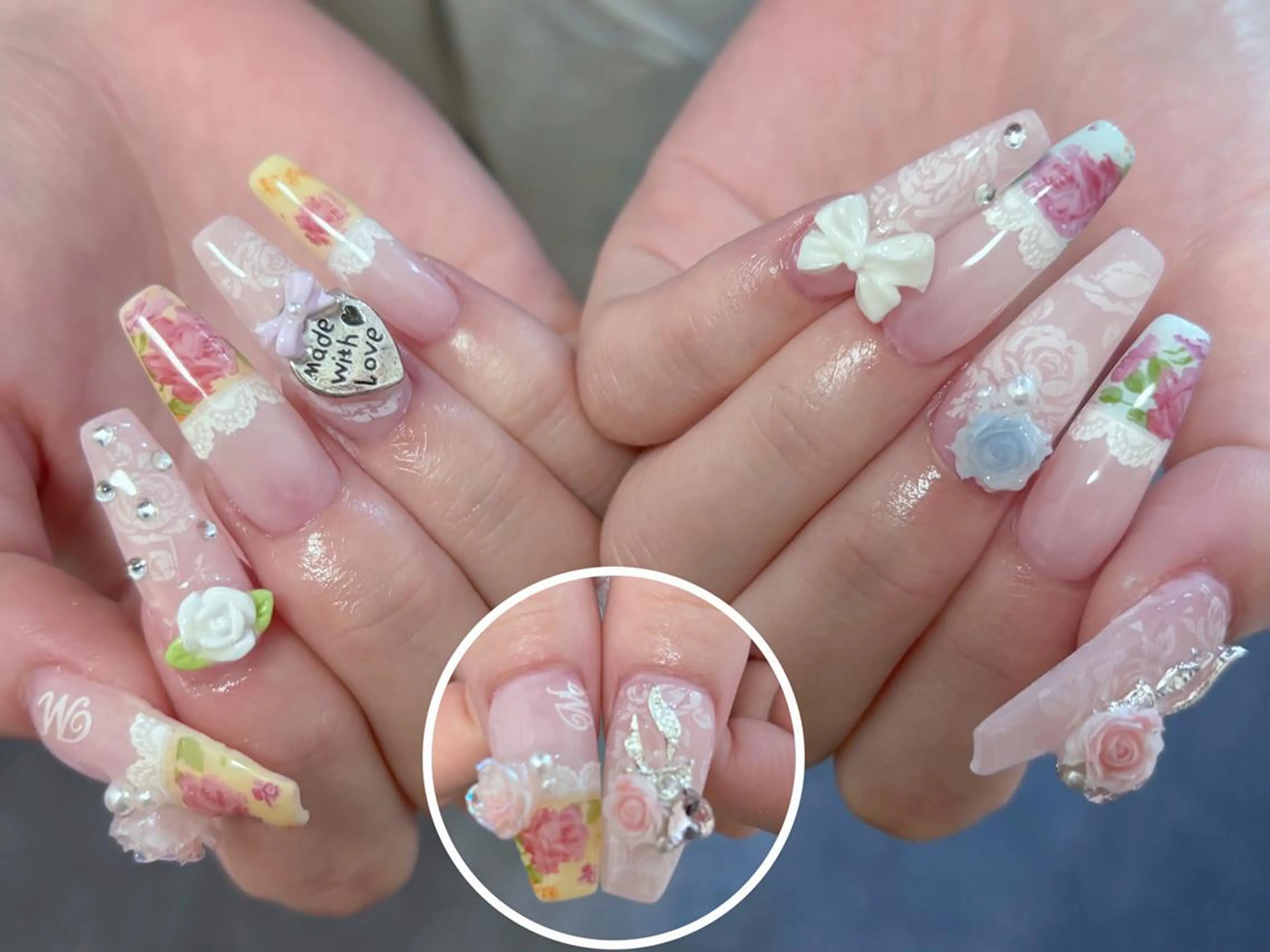 ネイル 長さ出し グラデーション 卒業式 キラキラネイル マグネットネイル YUNA Belle Nail 池袋のネイルデザイン