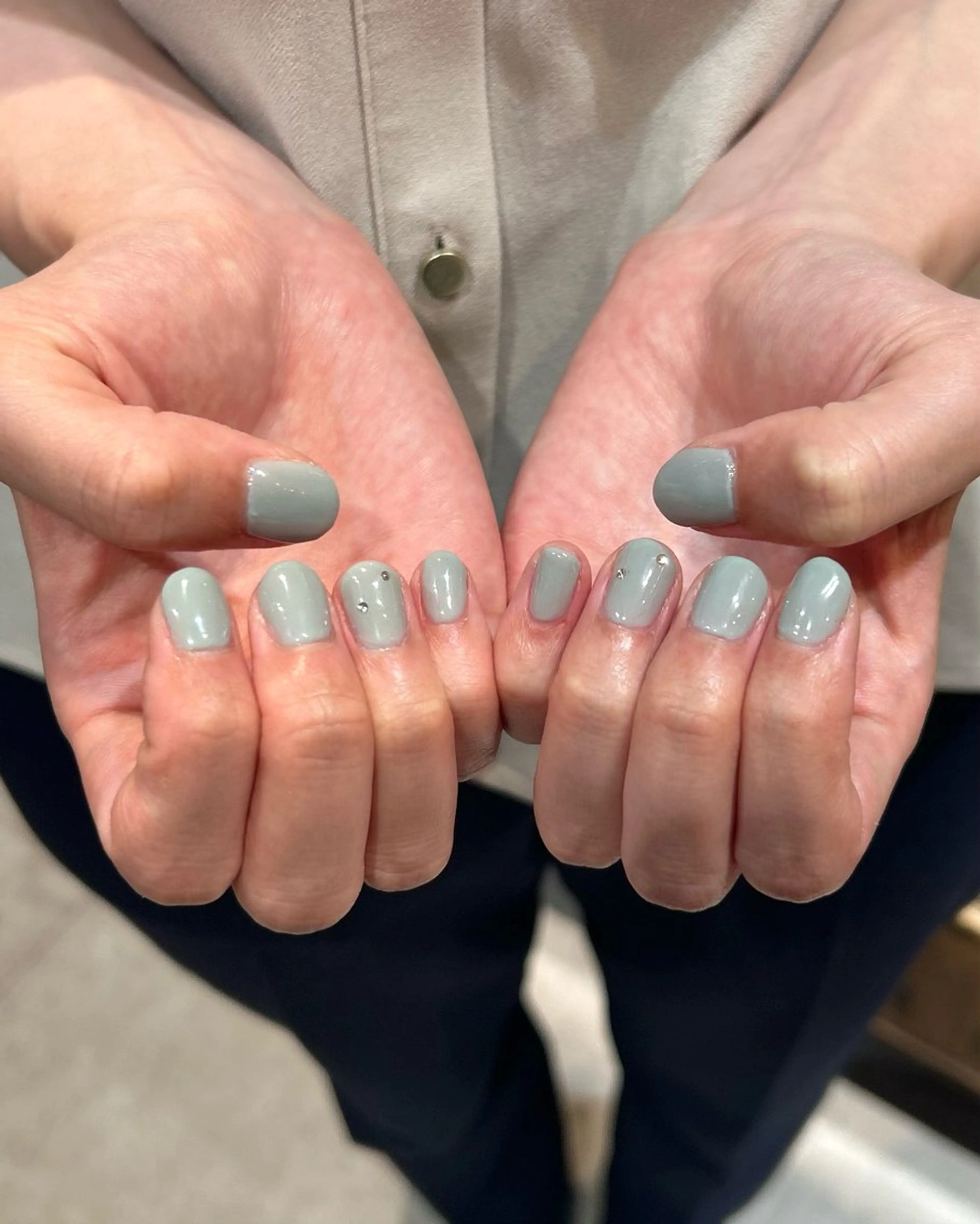 ネイル グリーン ハンドネイル レイヤー/nail COCOROのヘアスタイル