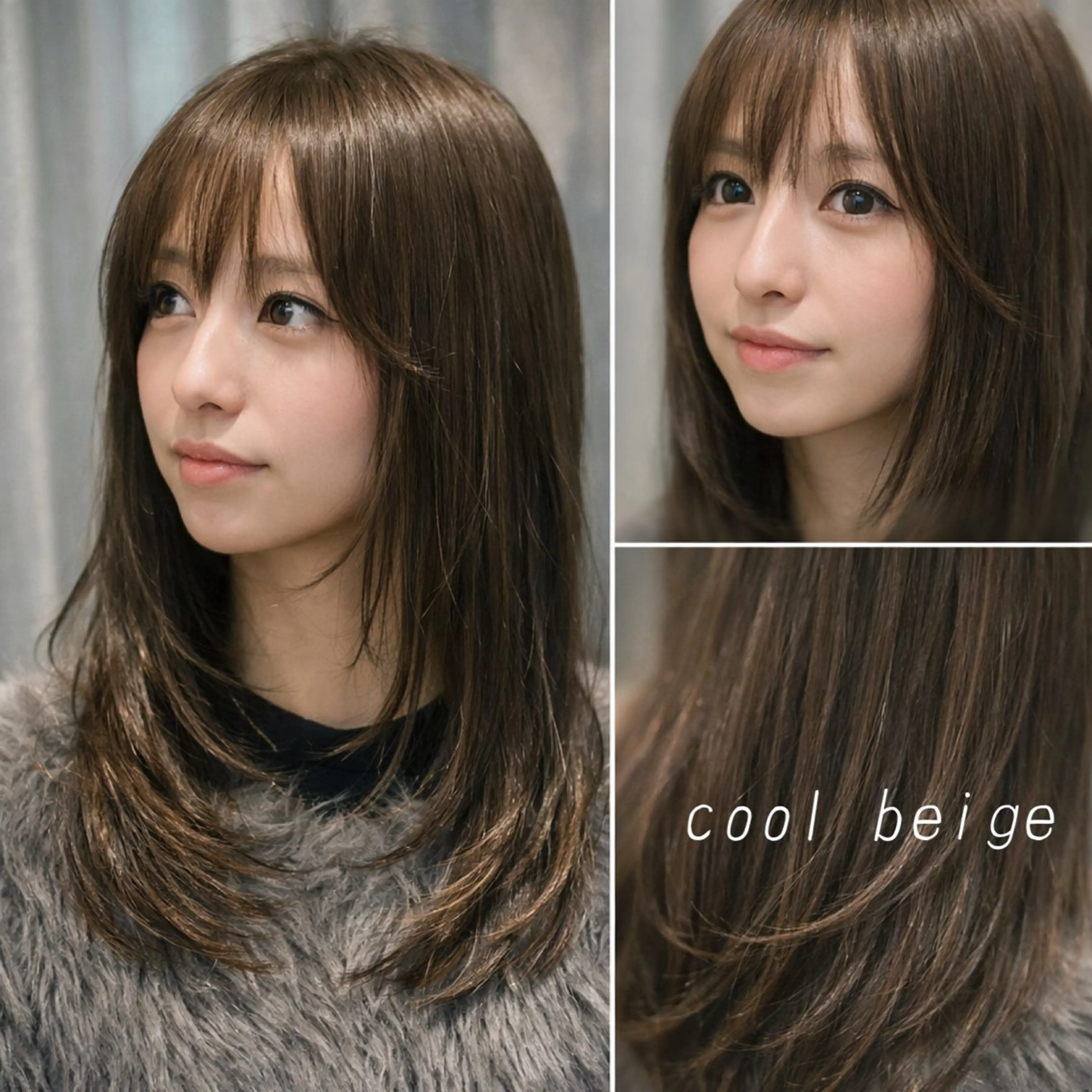 ミディアム カット ヘアカラー 韓国風レイヤー/ 艶カラー竹内貫のヘアスタイル