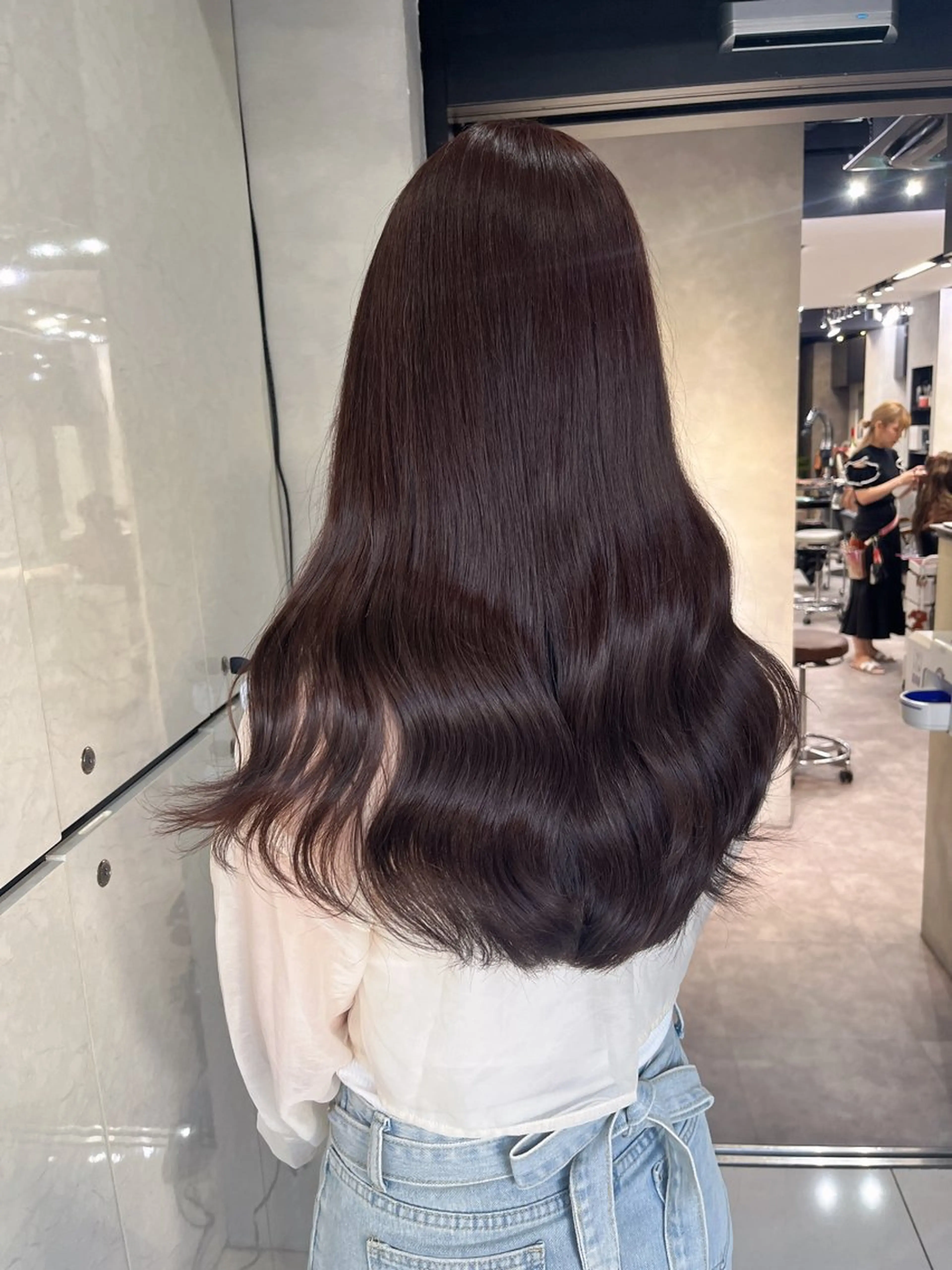 セミロング 韓国風カラー 韓国風ヘア 濱川響太レディース カットモデルのヘアスタイル