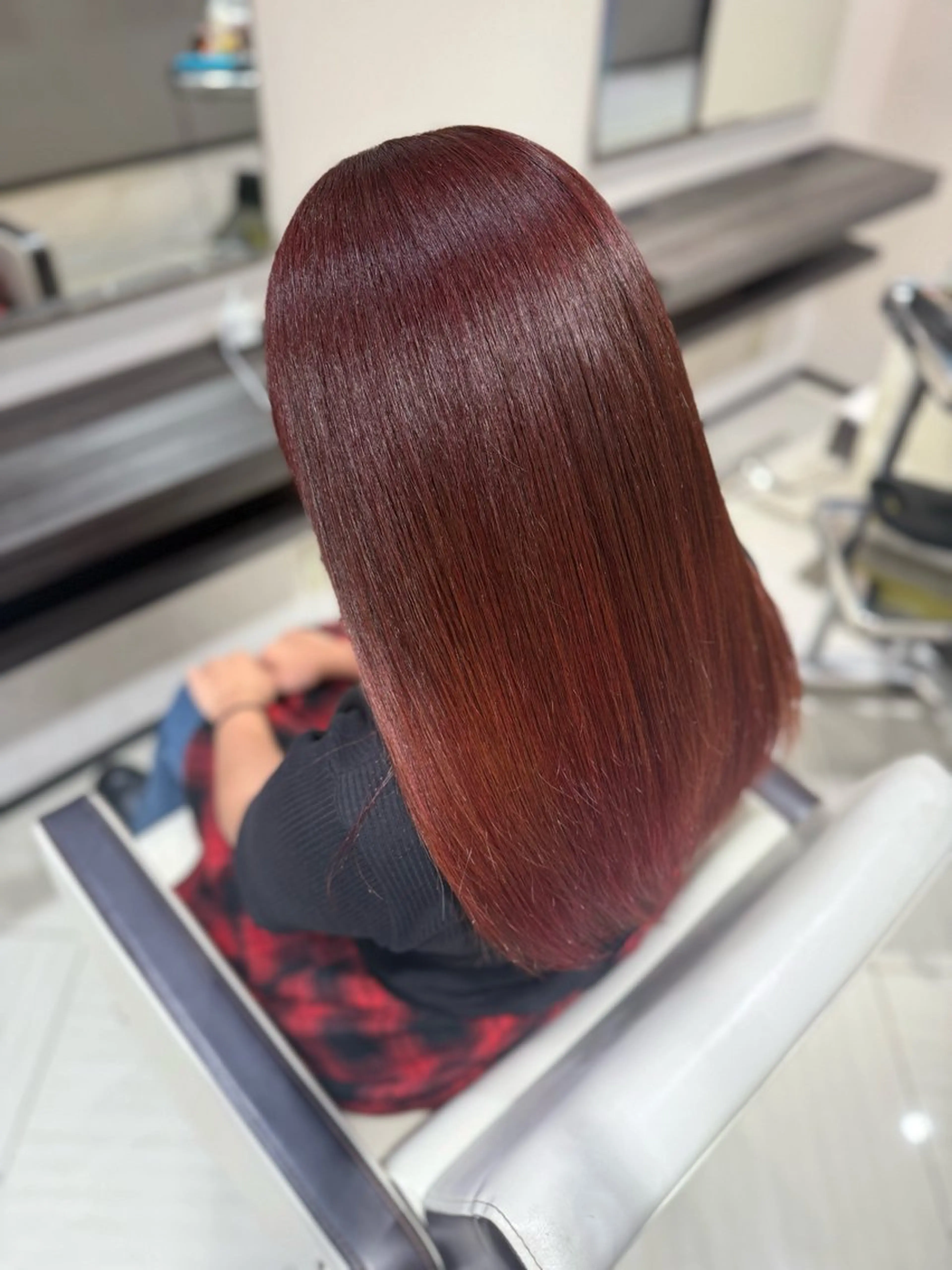 ロング カラー ブリーチ レッドカラー 艶カラー/ハイトーン /アレンジ/meiのヘアスタイル