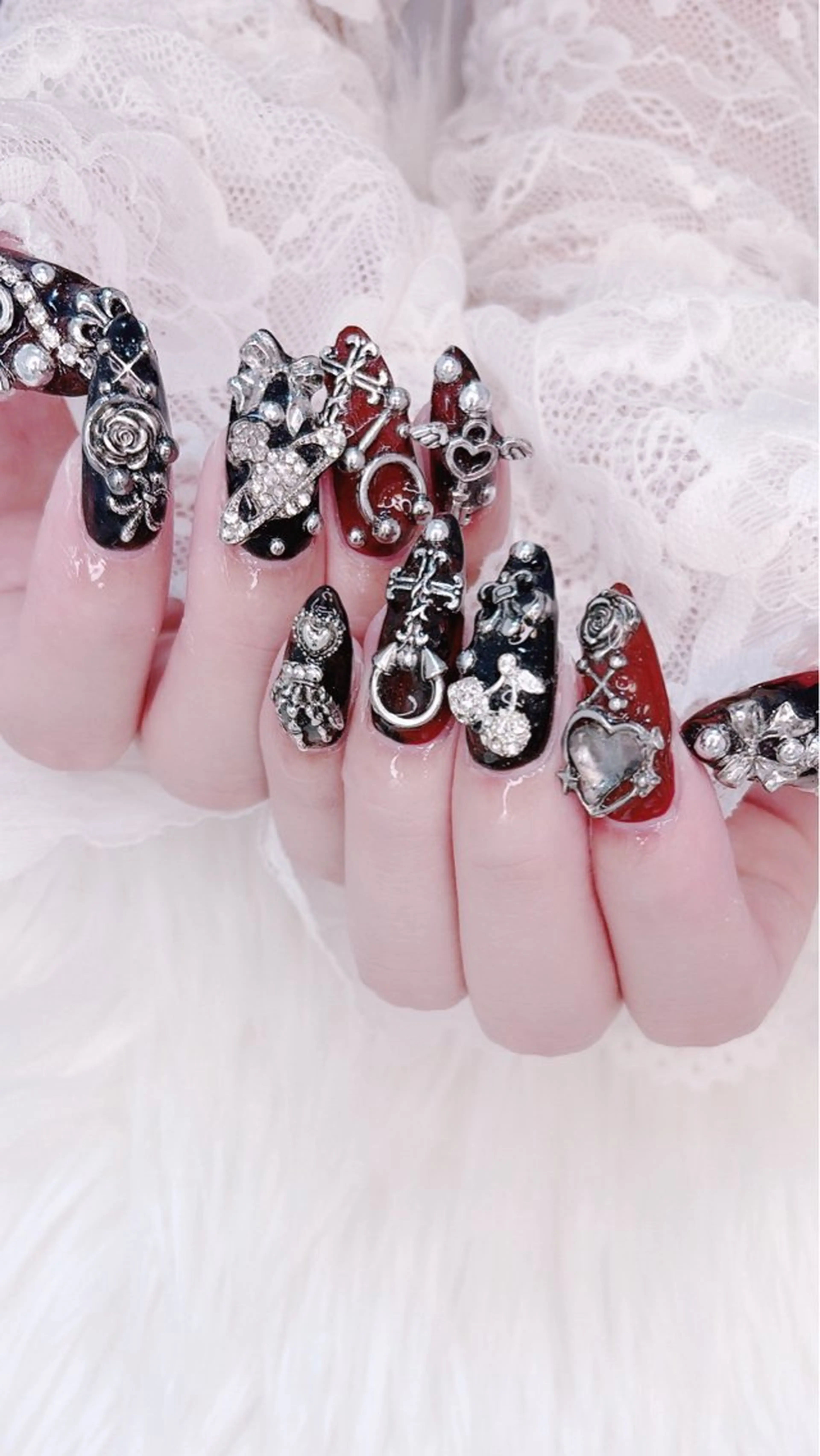 ネイル フレンチネイル ガーリー ロングネイル mini nailのネイルデザイン