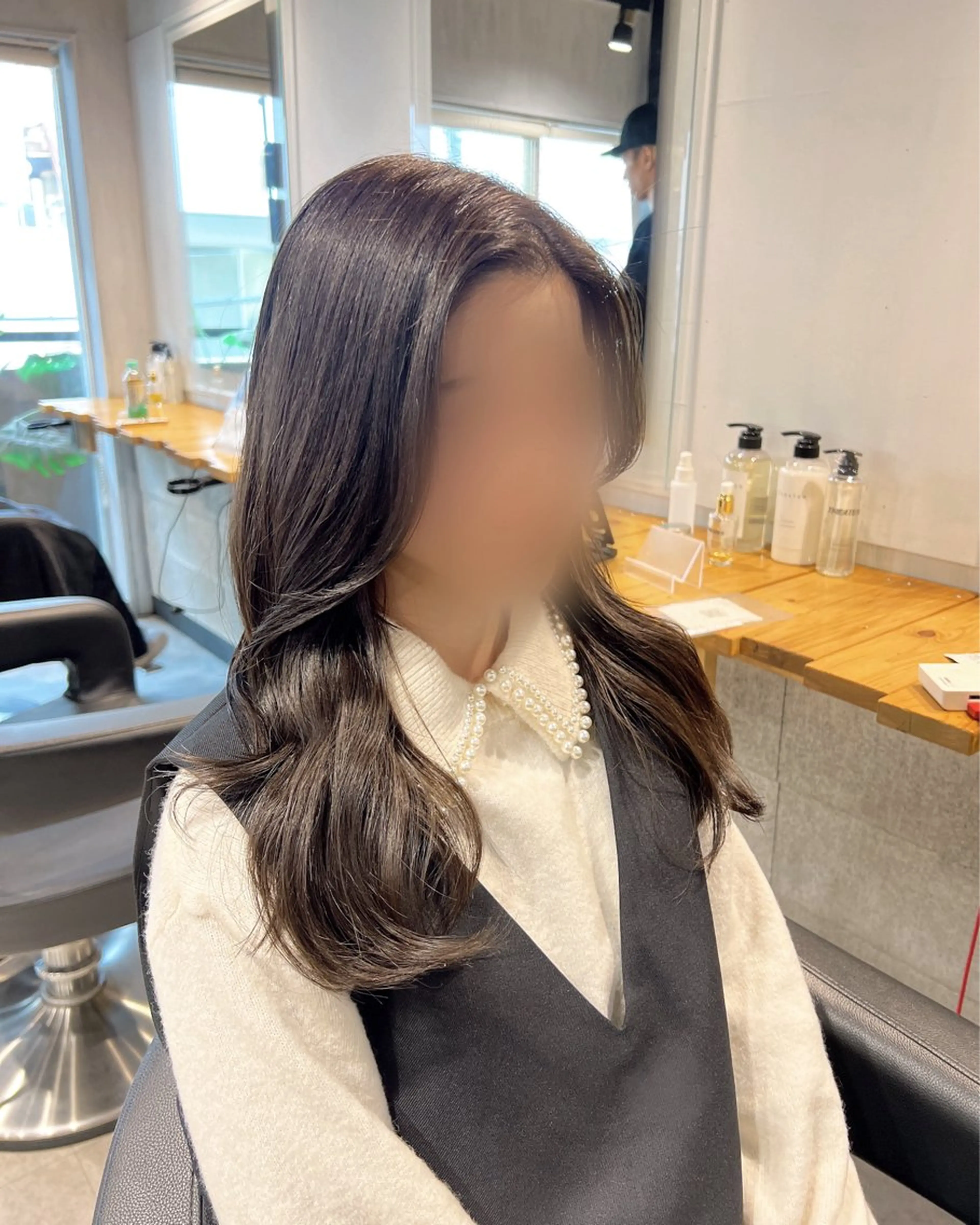 ロング カラー ベージュカラー オリーブベージュ 髪質改善 韓国風ヘア トリートメント カット ヘアカラー NANAMI🩵 大人可愛い韓国ヘアのヘアスタイル