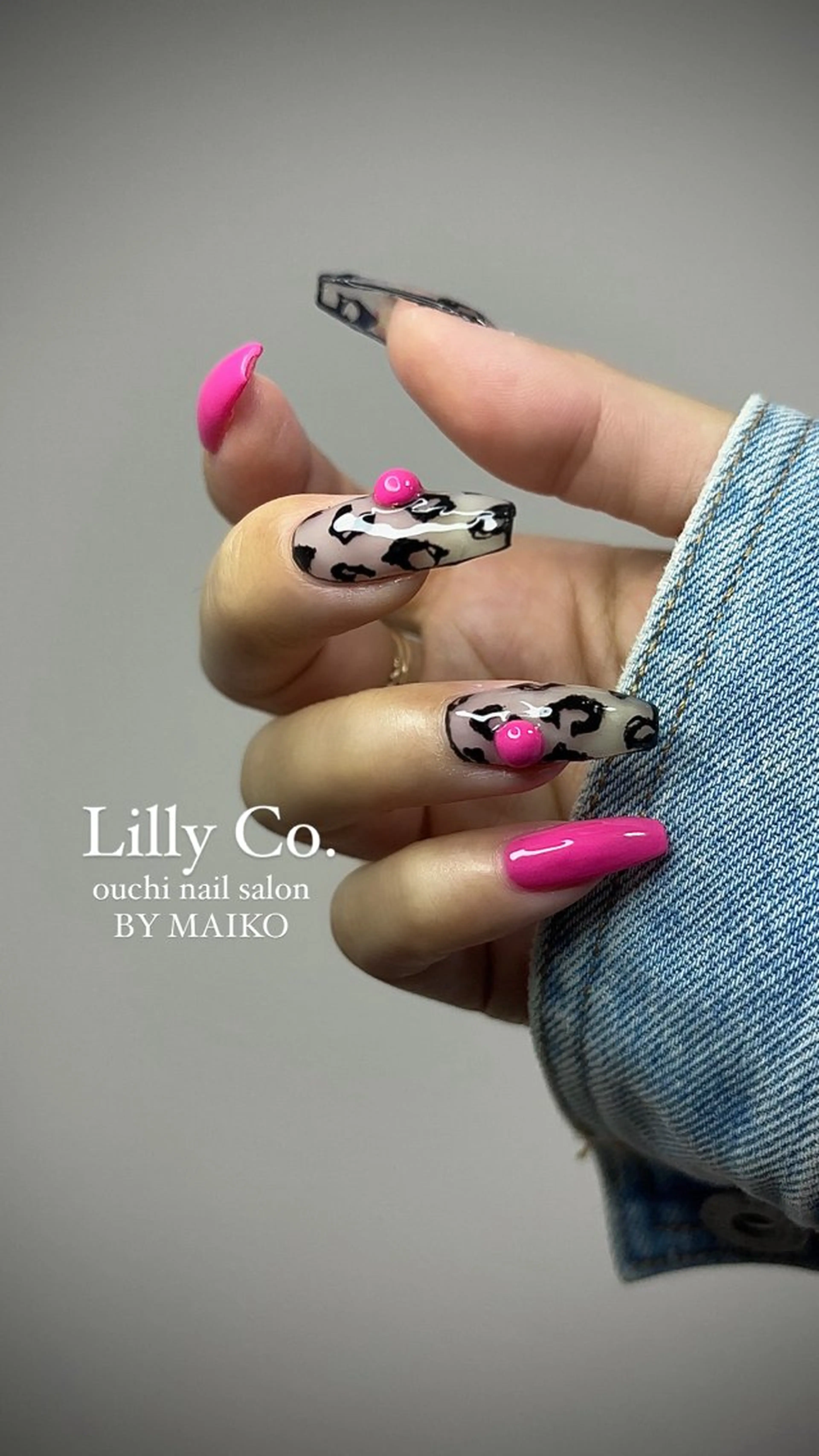 ネイル アニマル柄 ピンク ハンドネイル ハンドケア Lilly Co.のネイルデザイン