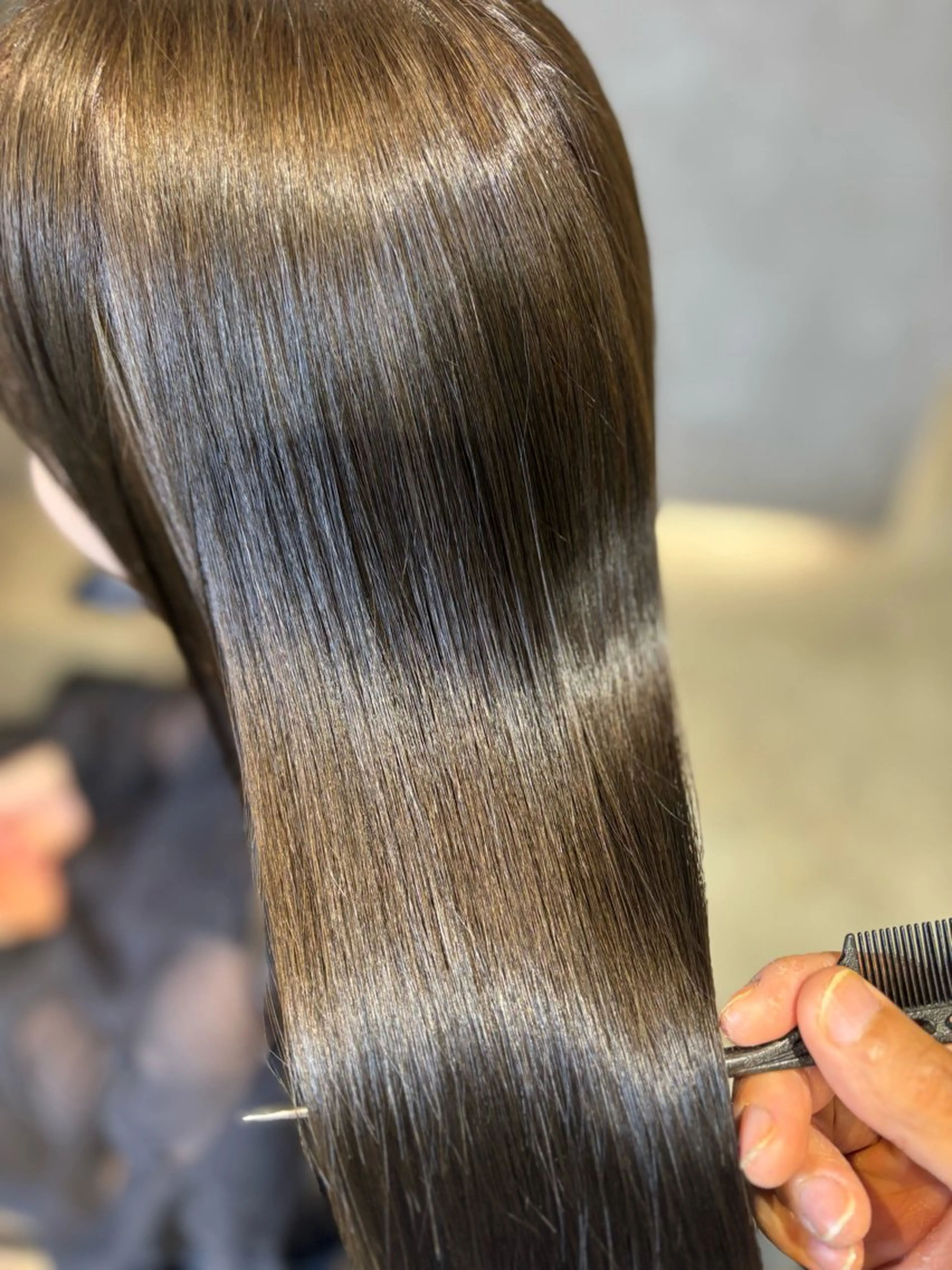 ロング 酸性ストレート カット 縮毛矯正 トリートメント 艶髪酸性ストレート /髪質改善/寺田警二のヘアスタイル