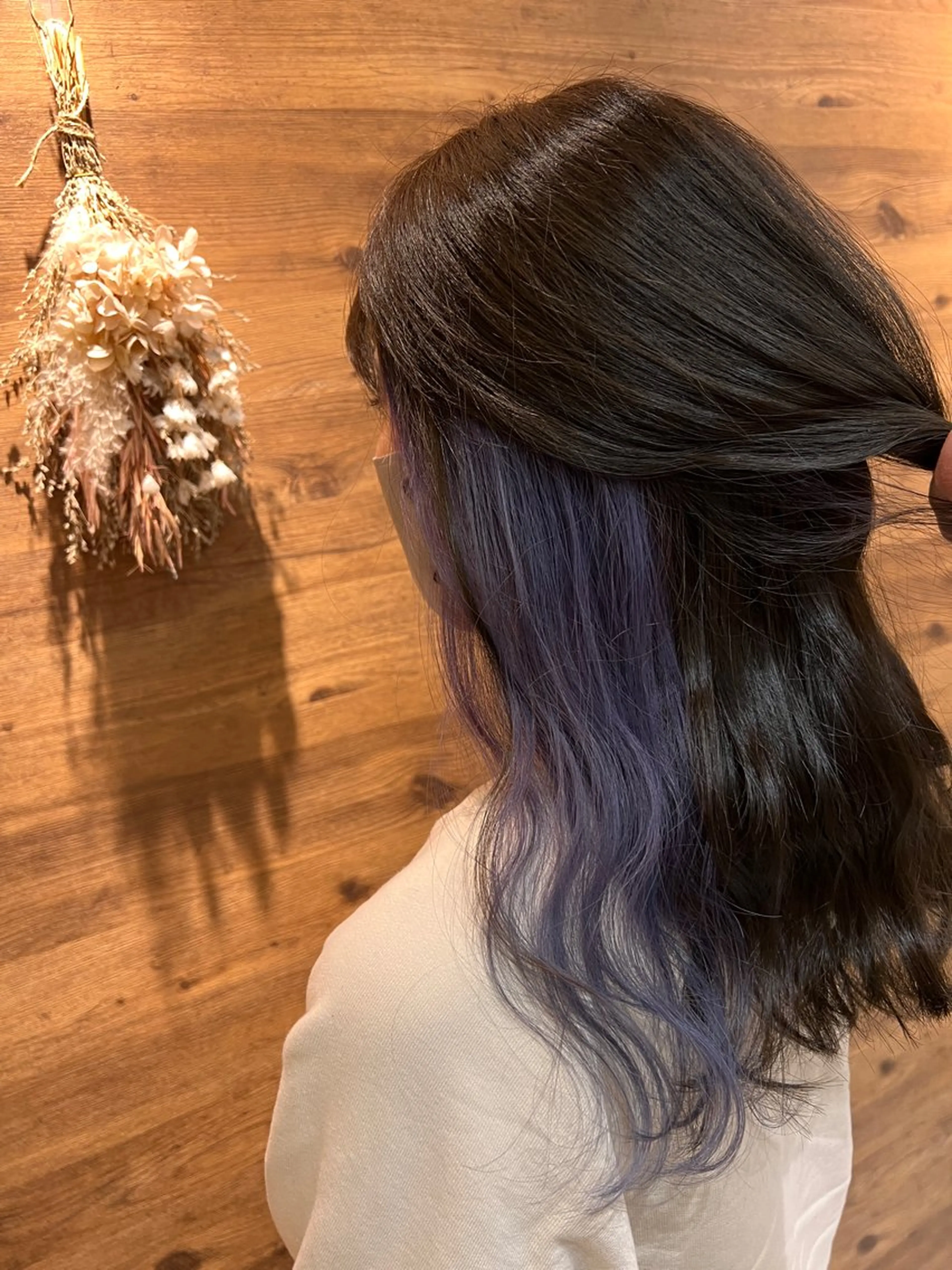 セミロング カラー ブリーチ デザインカラー インナーカラー パープルカラー ZEAL SALON阿見店（ジールサロン）所属・KENTO 【茨城1の縮毛矯正】のヘアスタイル