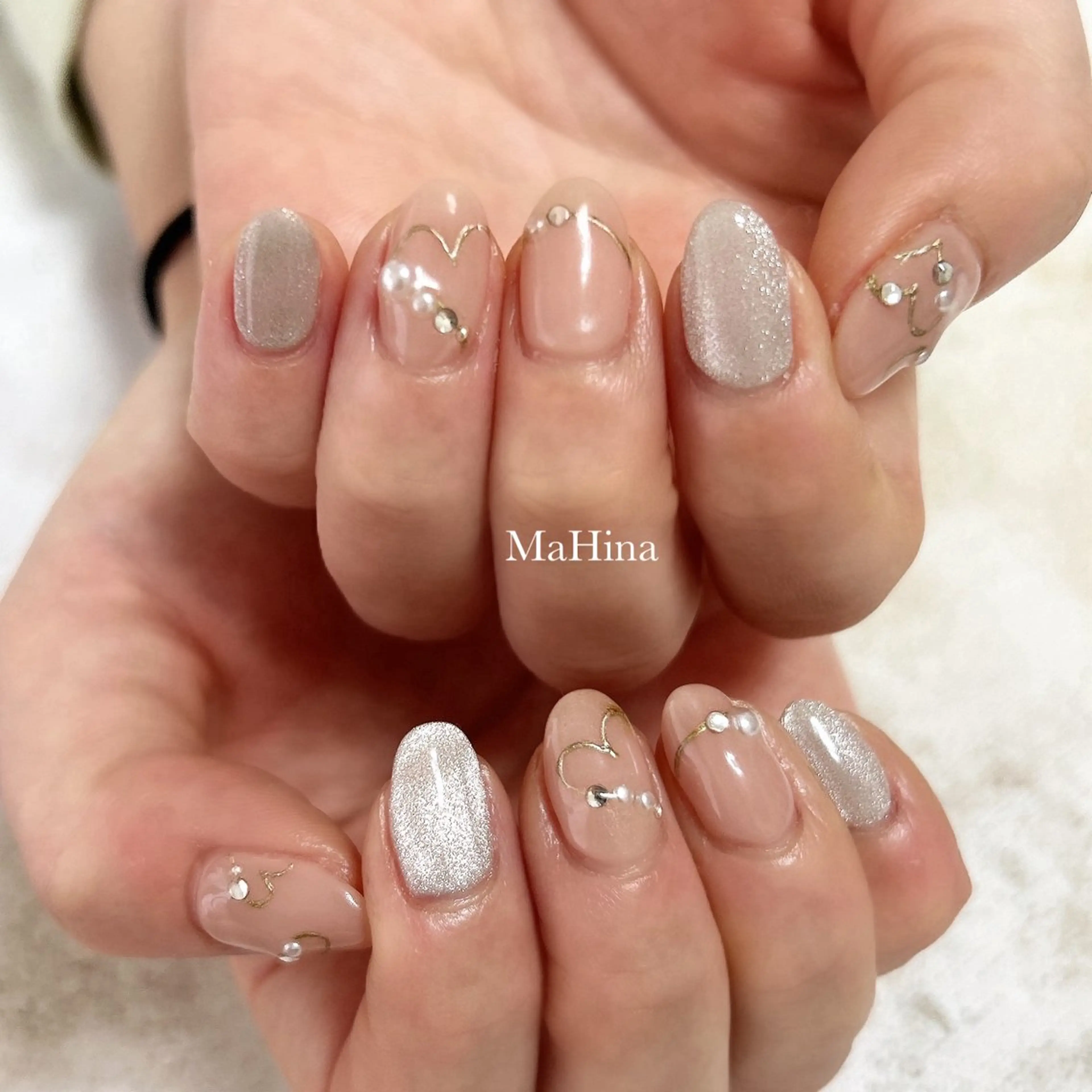ネイル ハート バレンタイン ハンドネイル MaHina🌙 salonのネイルデザイン